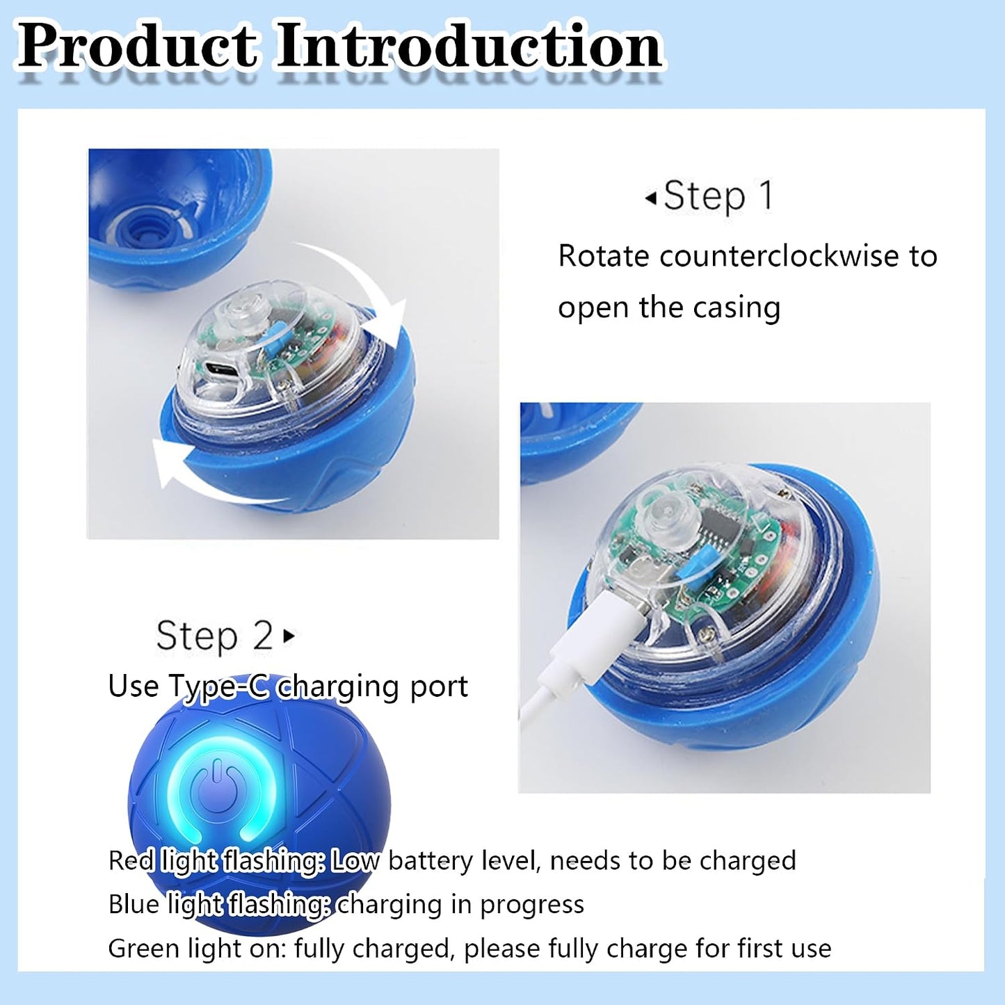 IRIDESCENT Interactive Dog Toys Dog Balls Activated Automatic Rolling Ball for Puppy Small Medium Dogs Smart Jumping Automatic Moving Bouncing and Rotating Ball Vibrating Keep Them Busy WN420