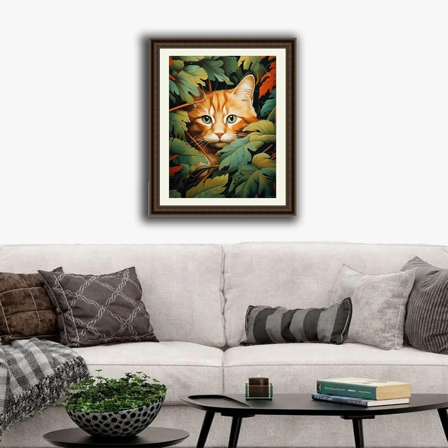 Christmas Gift Orange Cat and Leaves Diamond Art Painting Kits for Adults Beginners Round 5D Paint with Diamonds Gem Art Painting Kits DIY Crafts for New Year's Day Valentine's Day 12x16 inch BST220