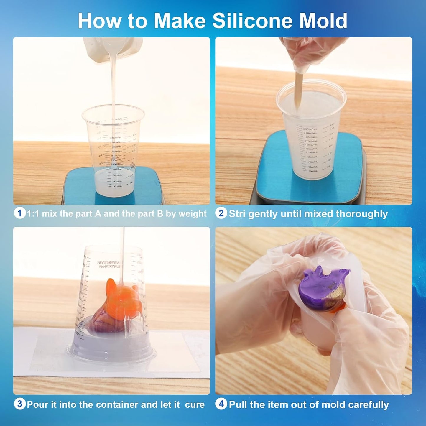 Silicone Mold Making Kit, 32oz 10A Elastic Liquid Silicone for Casting Resin molds and Candle & Soap Mold,Fast Cure Translucent Platinum Silicone Rubber BST326H