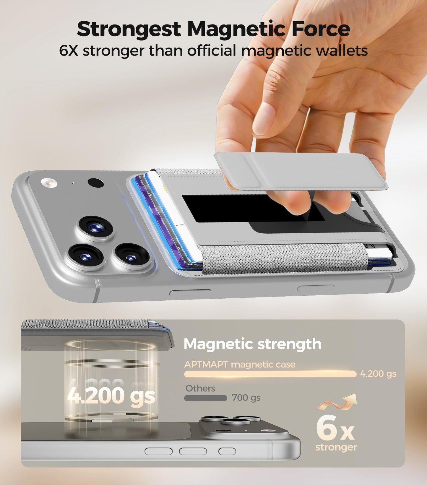 for MagSafe Wallet, Works with Apple Find My, 5-Card RFID Holder with Stand Also Grip, Strong Magnetic Wallet for iPhone 17/16/15/14/13/12 Pro Max Air Plus, Wireless Charging, Brown BST220
