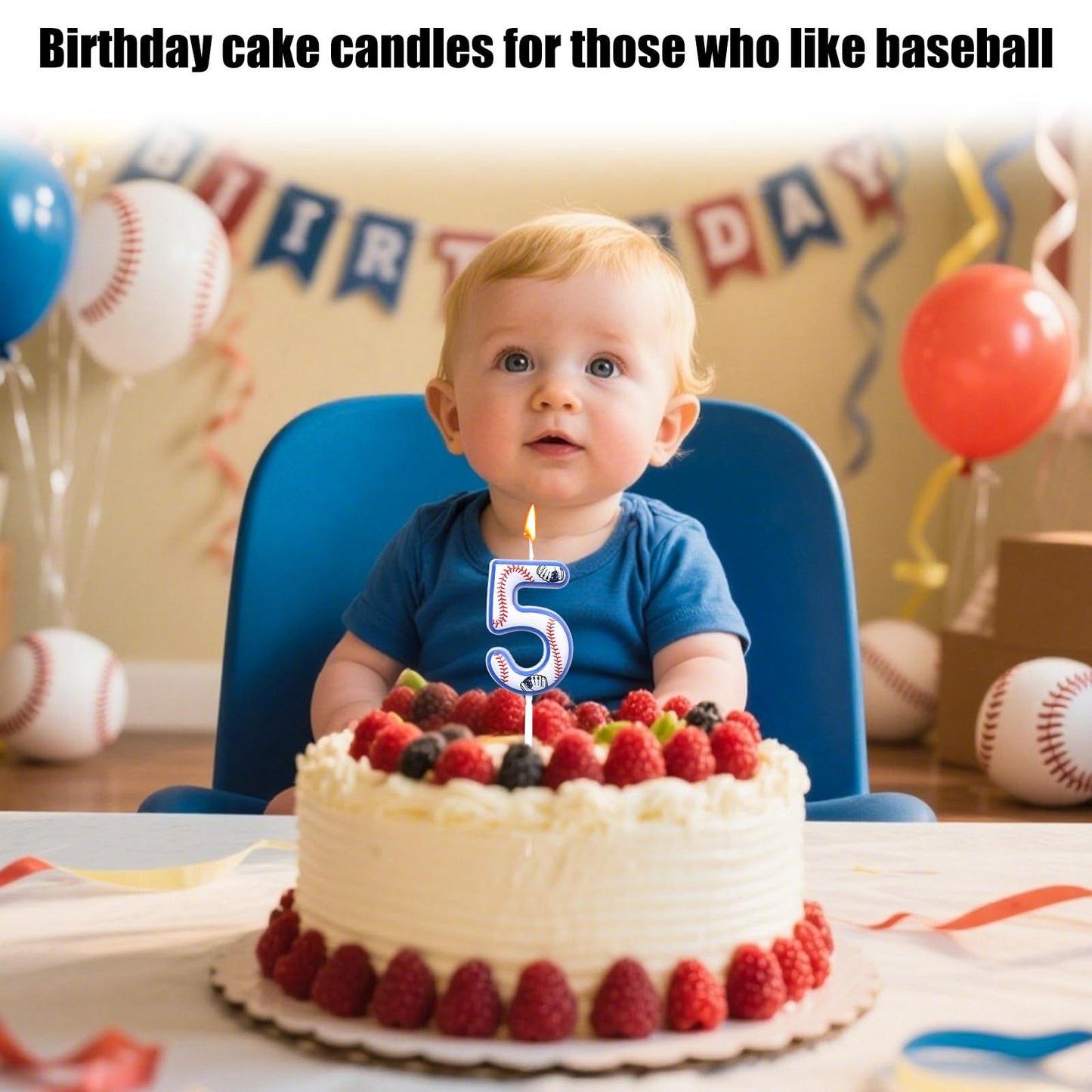 Baseball Birthday Candles, Baseball Themed Cake Topper for Boys Girls Number Candle for Sport Party Decorations & Supplies (Number 6) BST220