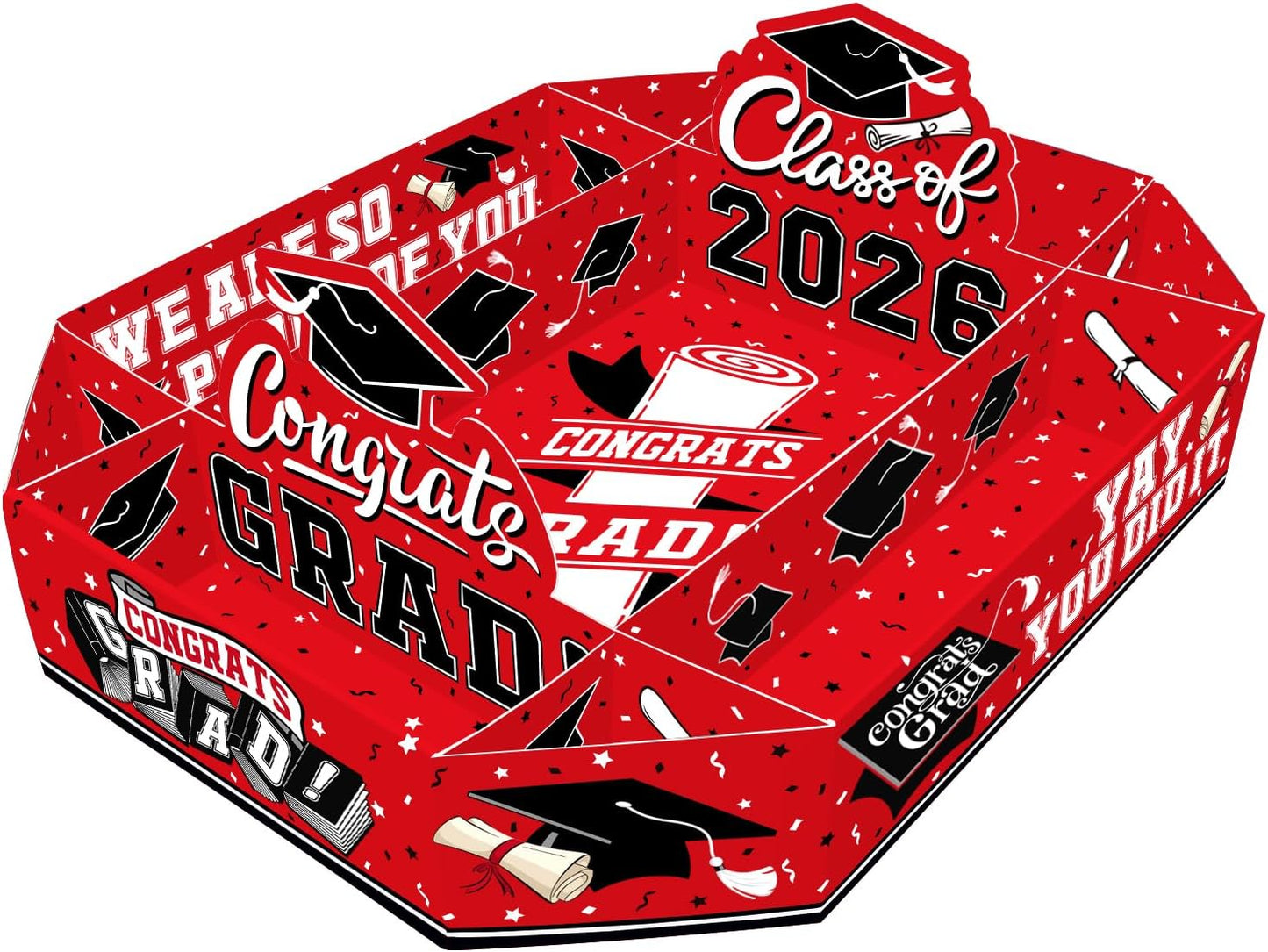 Gatherfun 2026 Graduation Party Supplies Kit - Class of 2026 Decor Set with Congrats Grad Food Trays, Graduation Decorations & Favors for a Memorable Grad Party（Red & Black） BST326H
