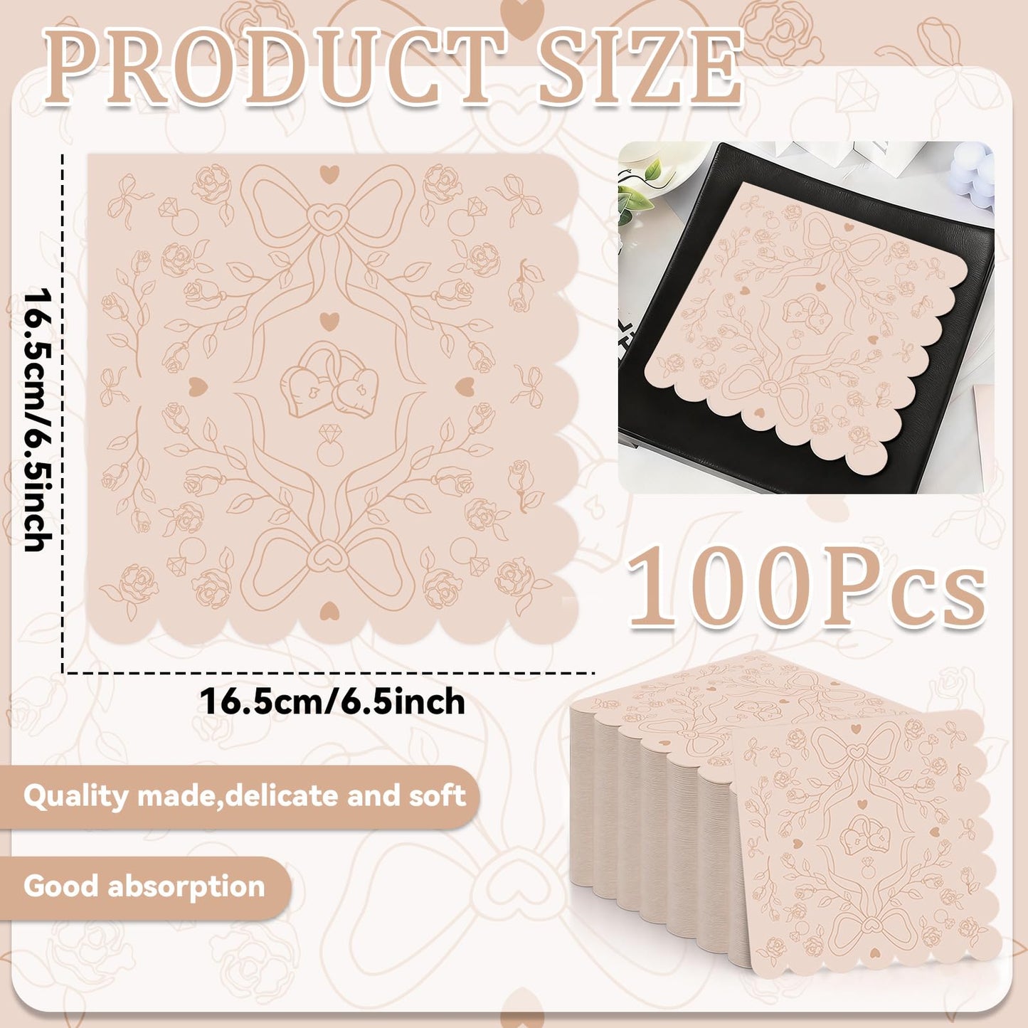 6.5inch Tan Bride Bachelorette Decorations Bride To Be Classy Scalloped Napkins Bridal Shower Decoration Neutral Beige Bachelorette Napkins Decor for Engagement Bach Wedding Party Supplies （100PCS） BST220