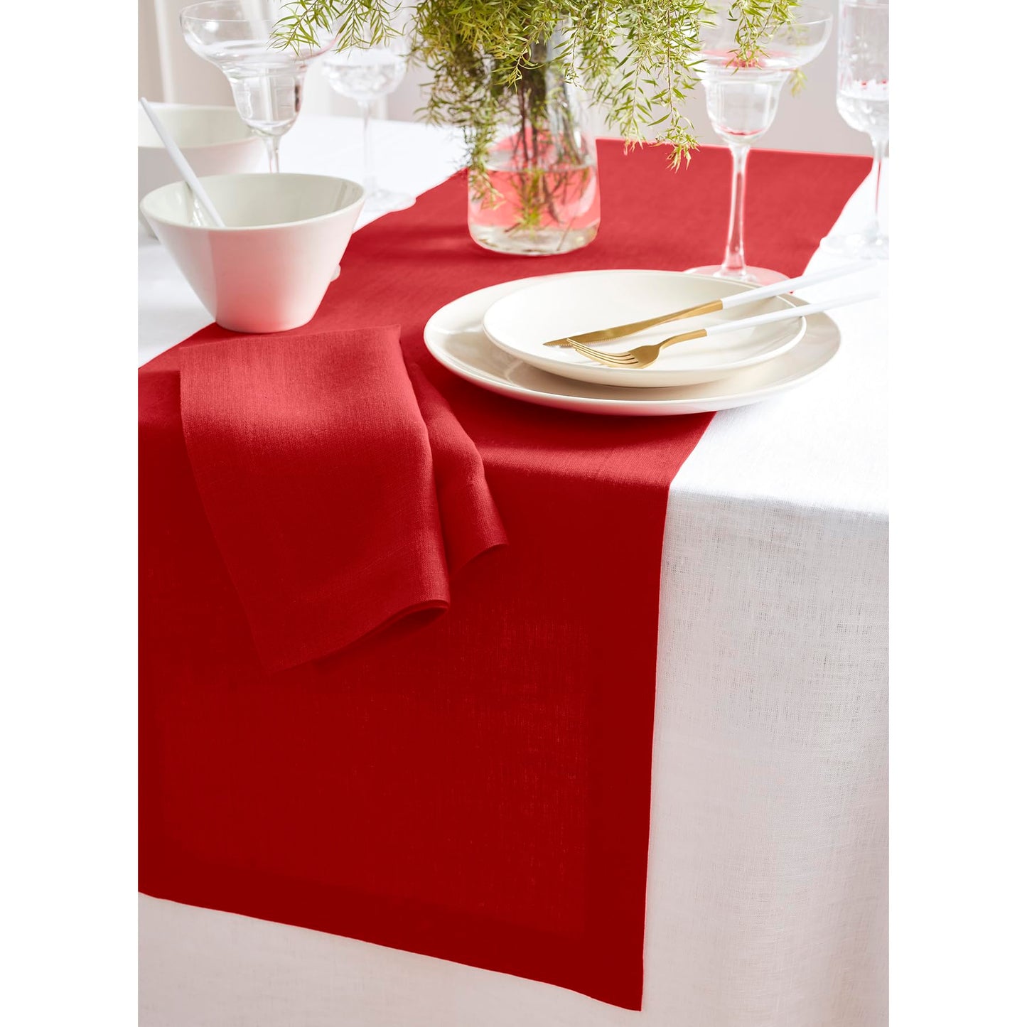 Solino Home 100% Pure Linen Dining Table Runner Cordovan, Sonoma 14 x 48 in | Table Runners for coffee tables, entryway tables and layered dresser styling | prewashed, relaxed drape | OEKO-TEX Certified BST326SOLH