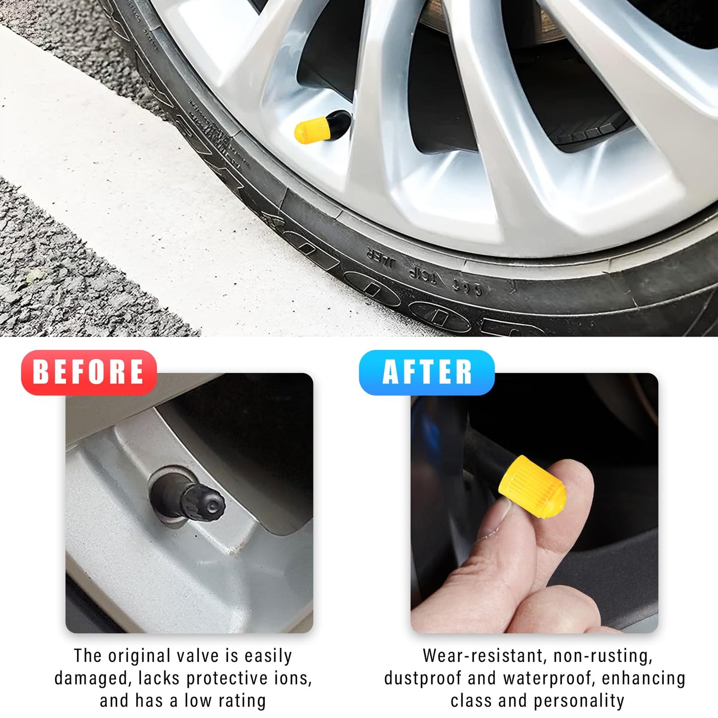 Ziciner 25 PCS Tire Valve Stem Caps, Plastic Car Tyre Valve Cap with O Rubber Seal, Dustproof Airtight Seal Wheel Stem Covers, Universal Accessories for Cars, SUVs, Bicycles,Trucks (Red) WN420