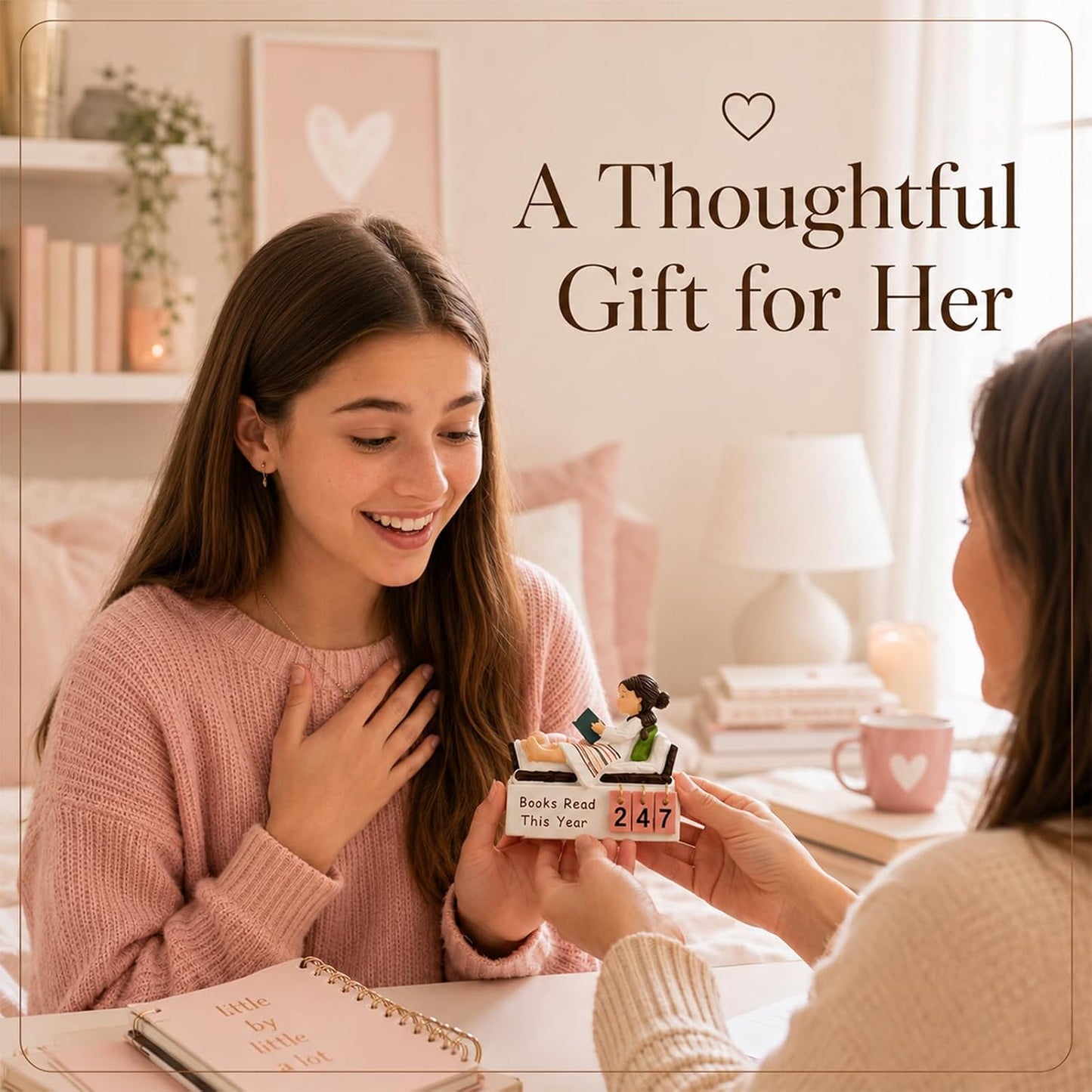 Books Read This Year Counter, Book Lovers Gifts for Women Readers, Bookish Gifts for Bookworms, Reading Tracker with Number Tiles, Bookshelf Decor, Book Accessories for Reading Lovers BST202