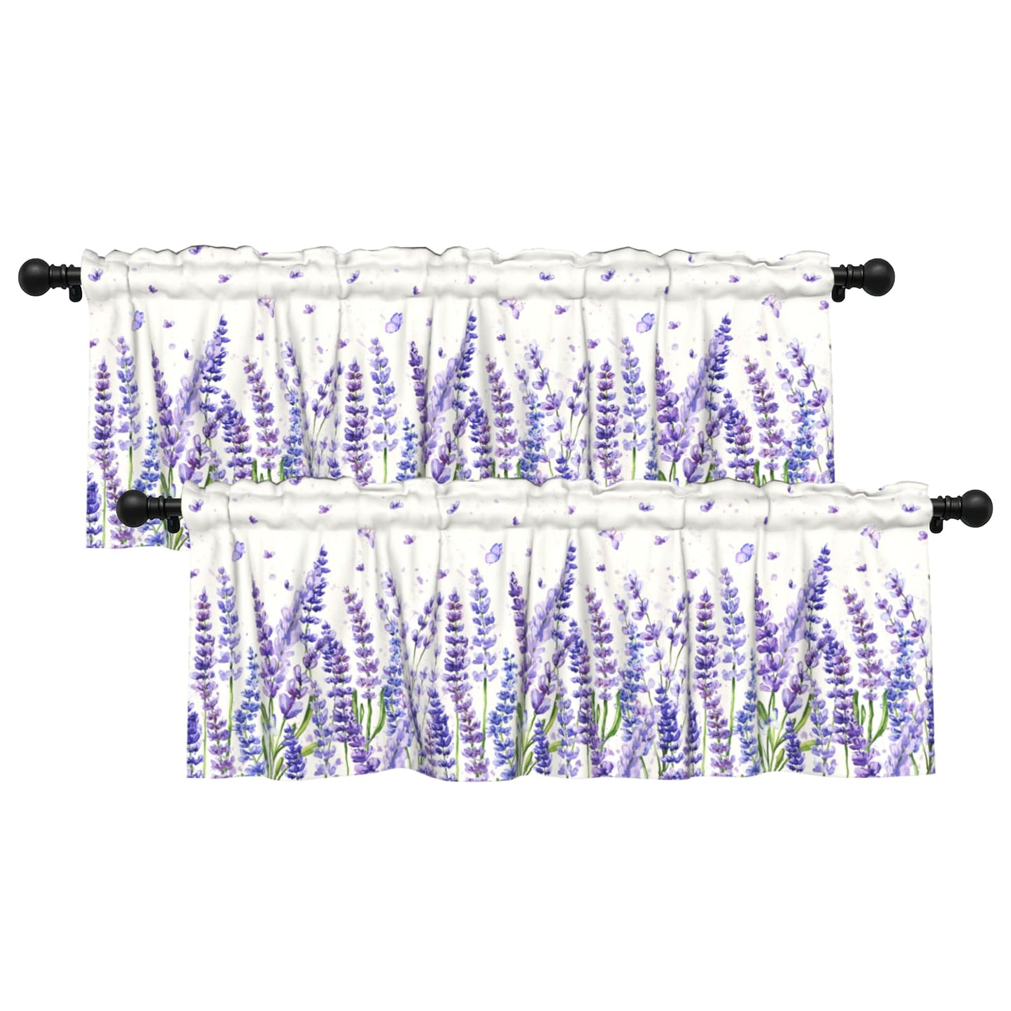 Patriotic Valance for Kitchen 2 Pack 54"x18" American Flag Curtains for Windows Red White Blue Stars 4th of July Independence Day Eucalyptus Leaf Window Treatment Rod Pocket Valance for Home Decor BST326L