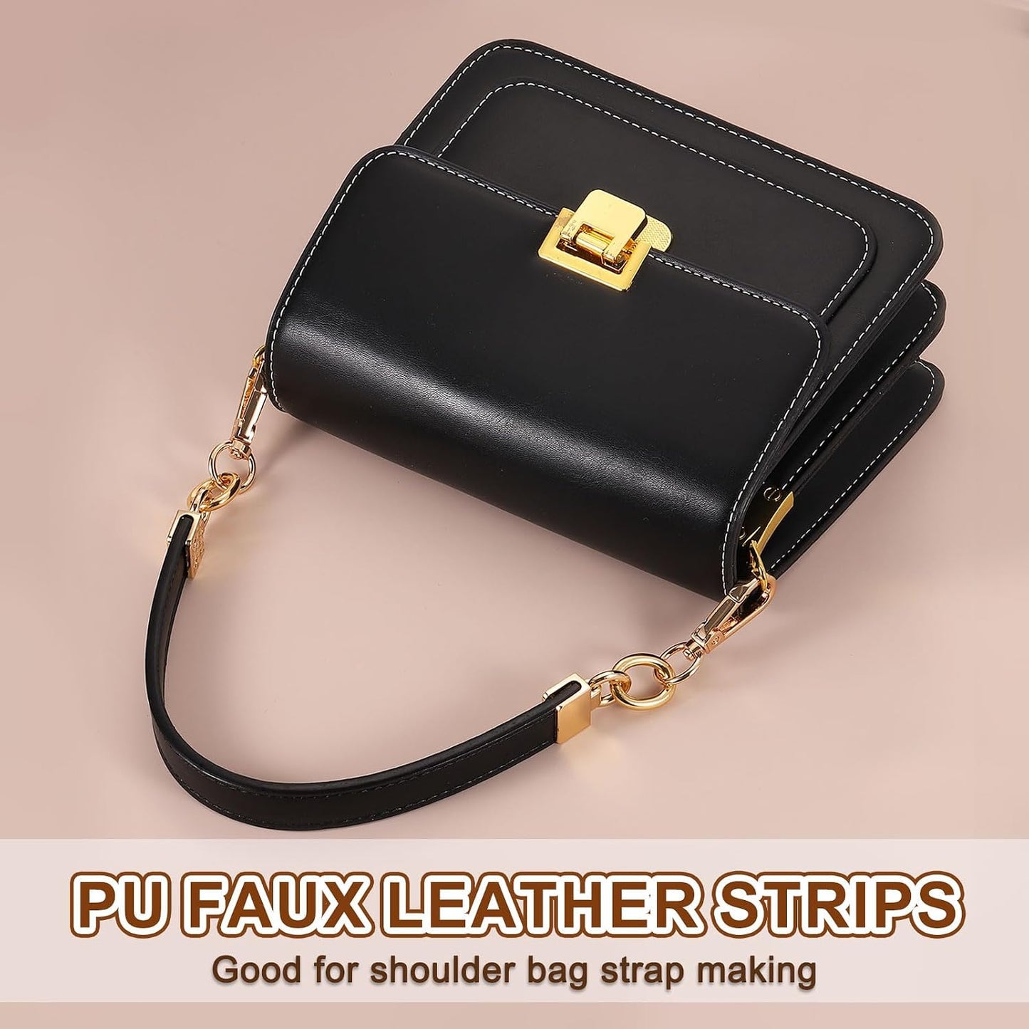uxcell 118 Inches Double Sided PU Leather Strap, 0.79 Inches Wide Flat Leather Strips Cord String for Clothing Bag DIY Craft Making (Black) BST326L