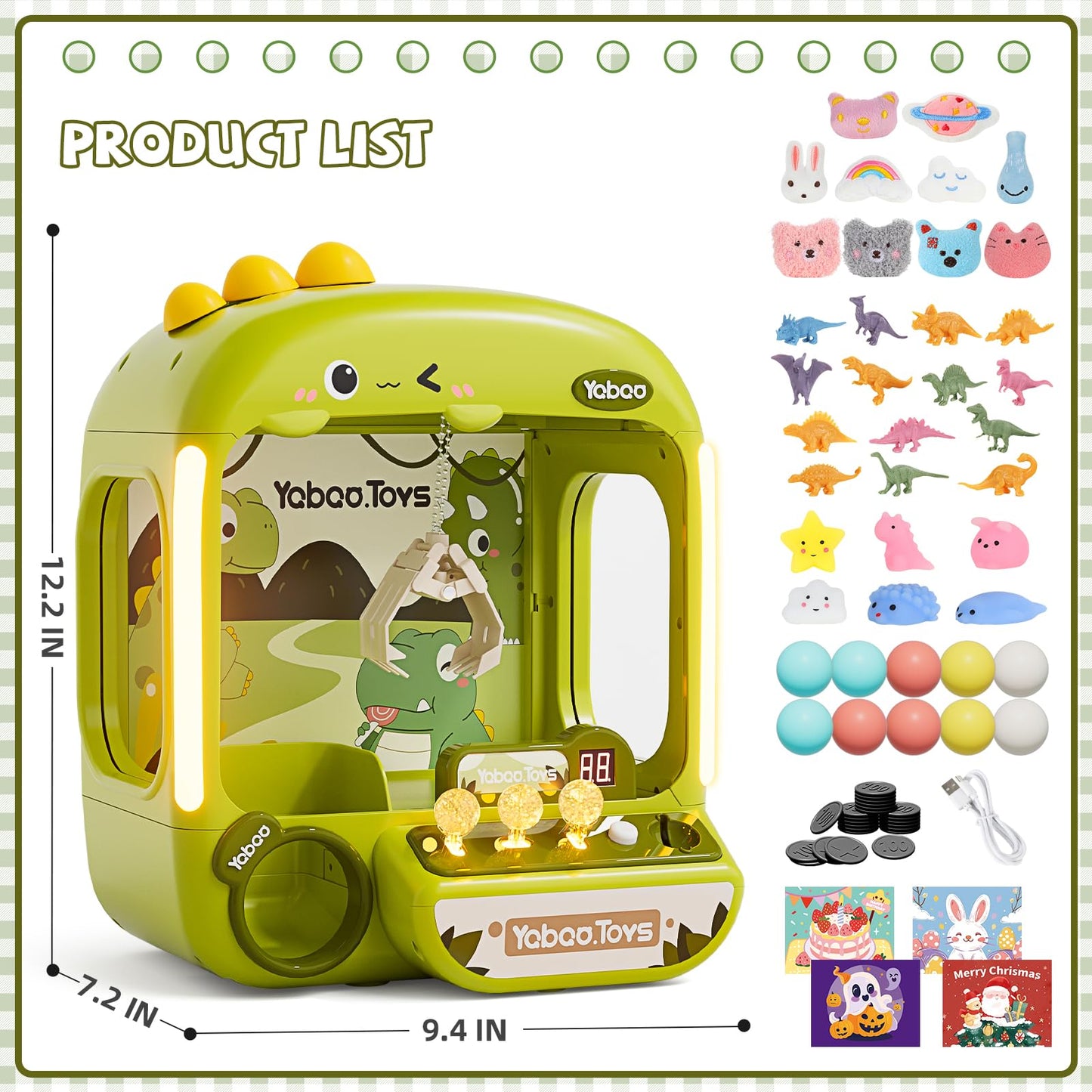 64 PCS Large Claw Machine for Kids Bunny, Vending Machine Toys for Girls 5 6 7 8 Year Old, Candy and Prize Electronic Dispenser Game Ages 5-7 6-8, Birthday Gift for 3 4 5 6 Year Old DD1210