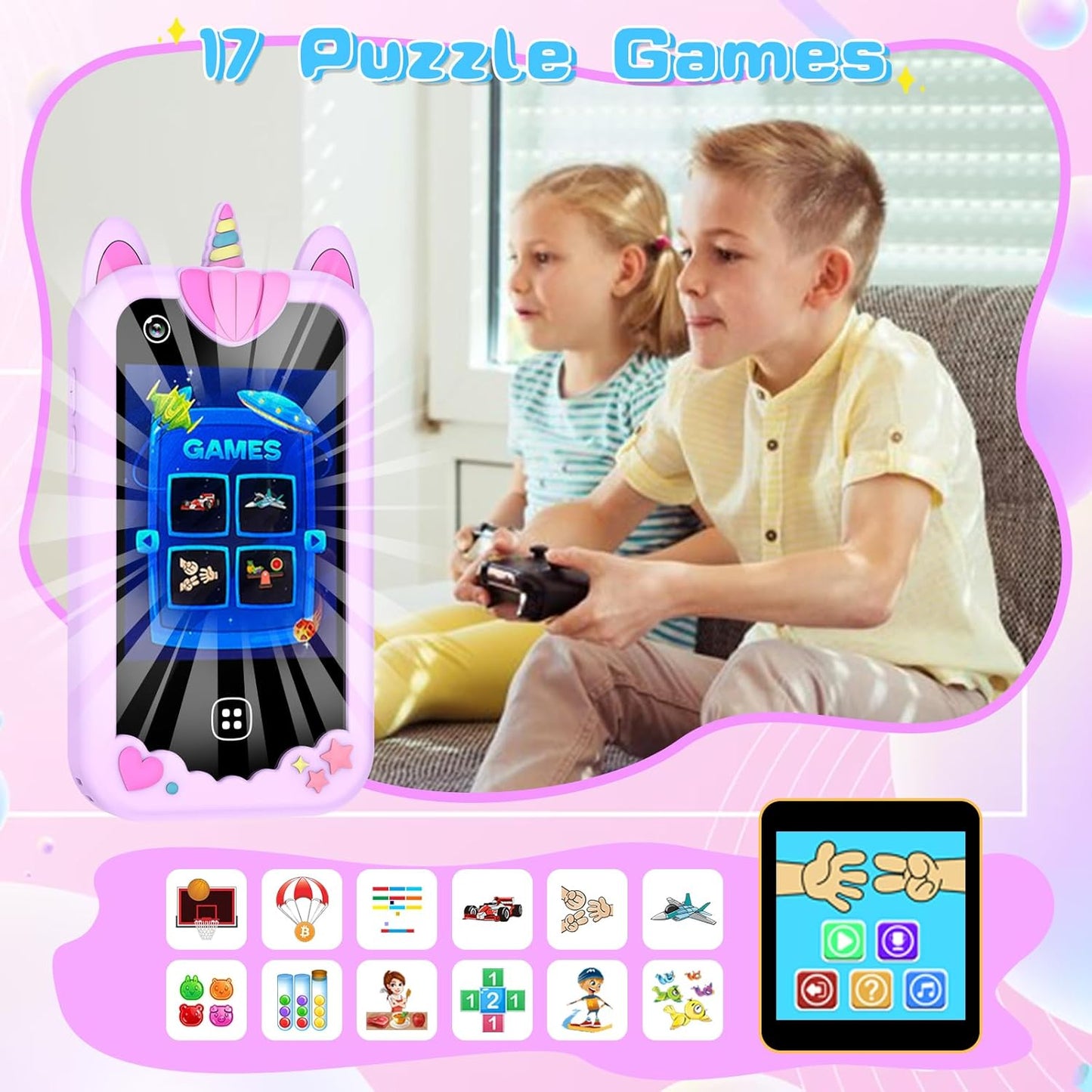 Kids Smart Phone Toys for Girls Purple Unicorn 79