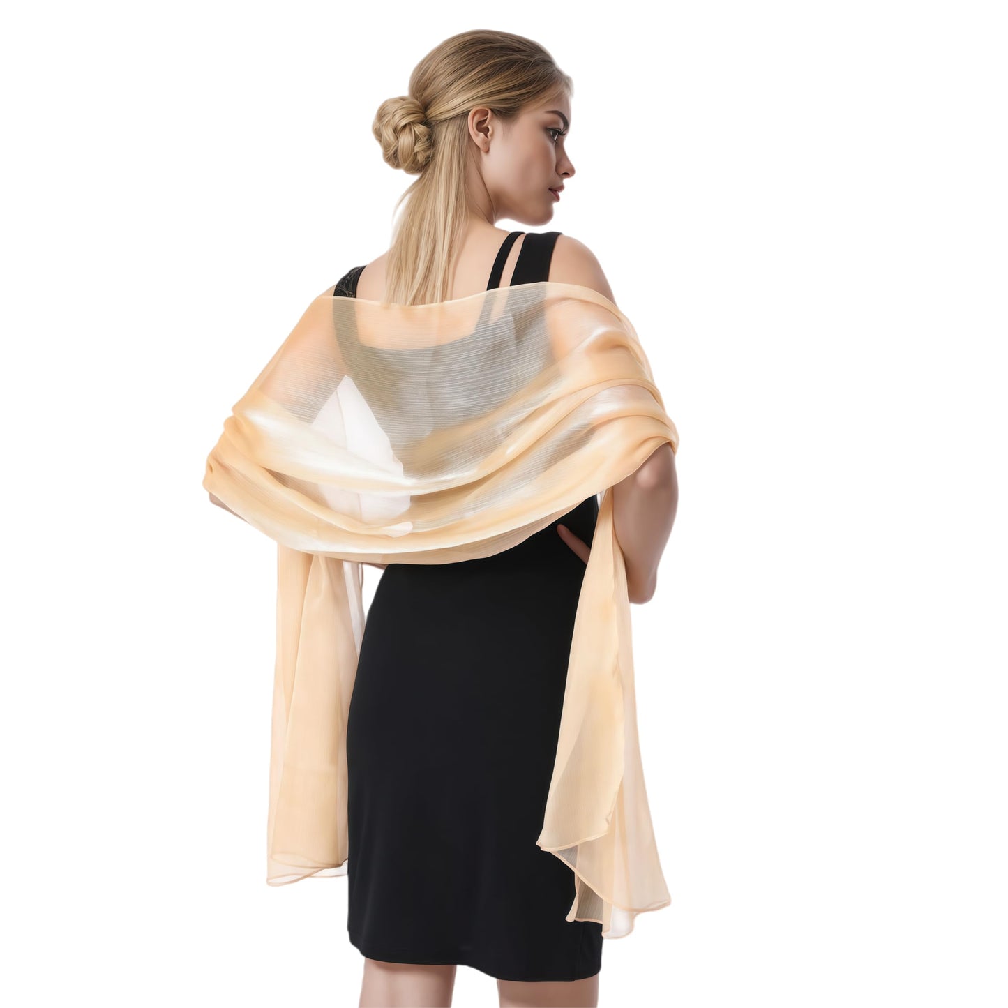 Women Sheer Crepe Shawl - Lightweight Soft Shimmer Wrap for Evening Party, Travel & Festival - Versatile Elegant WN420