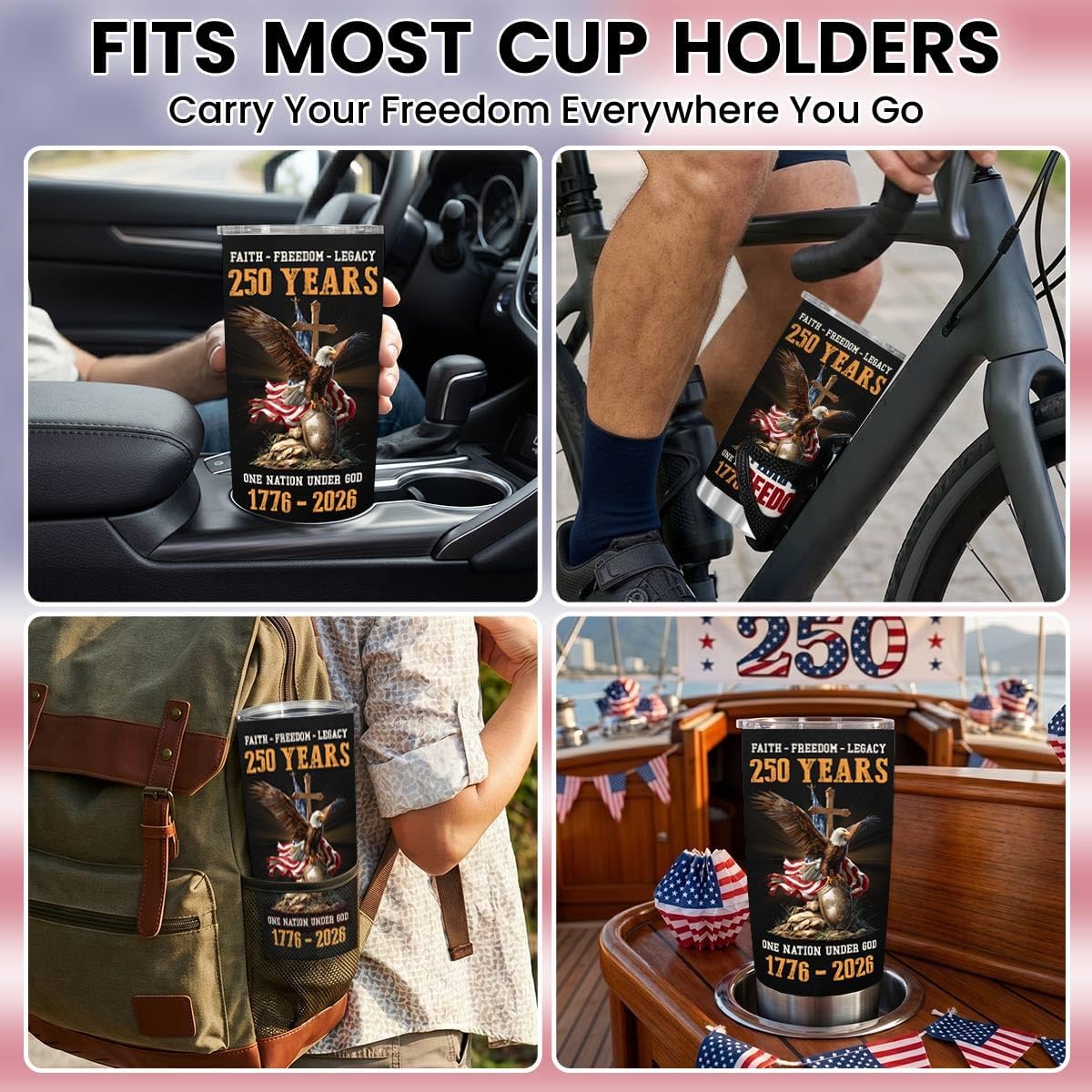 America Birthday Tumbler 20 Oz - Independence Day Gifts for Men, Unique Tumbler for Men Dad Friends, One Nation 1776-2026 Insulated Tumblers, 250th Anniversary USA Tumblers BST326H