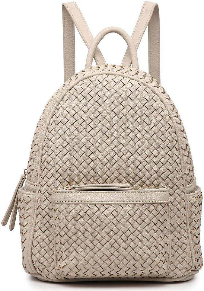 Mini Woven Backpack Purse for Women, Trendy Versatile Daypack, All-Match Fashion Bag,Spring Travel(Small Beige Woven) BST220