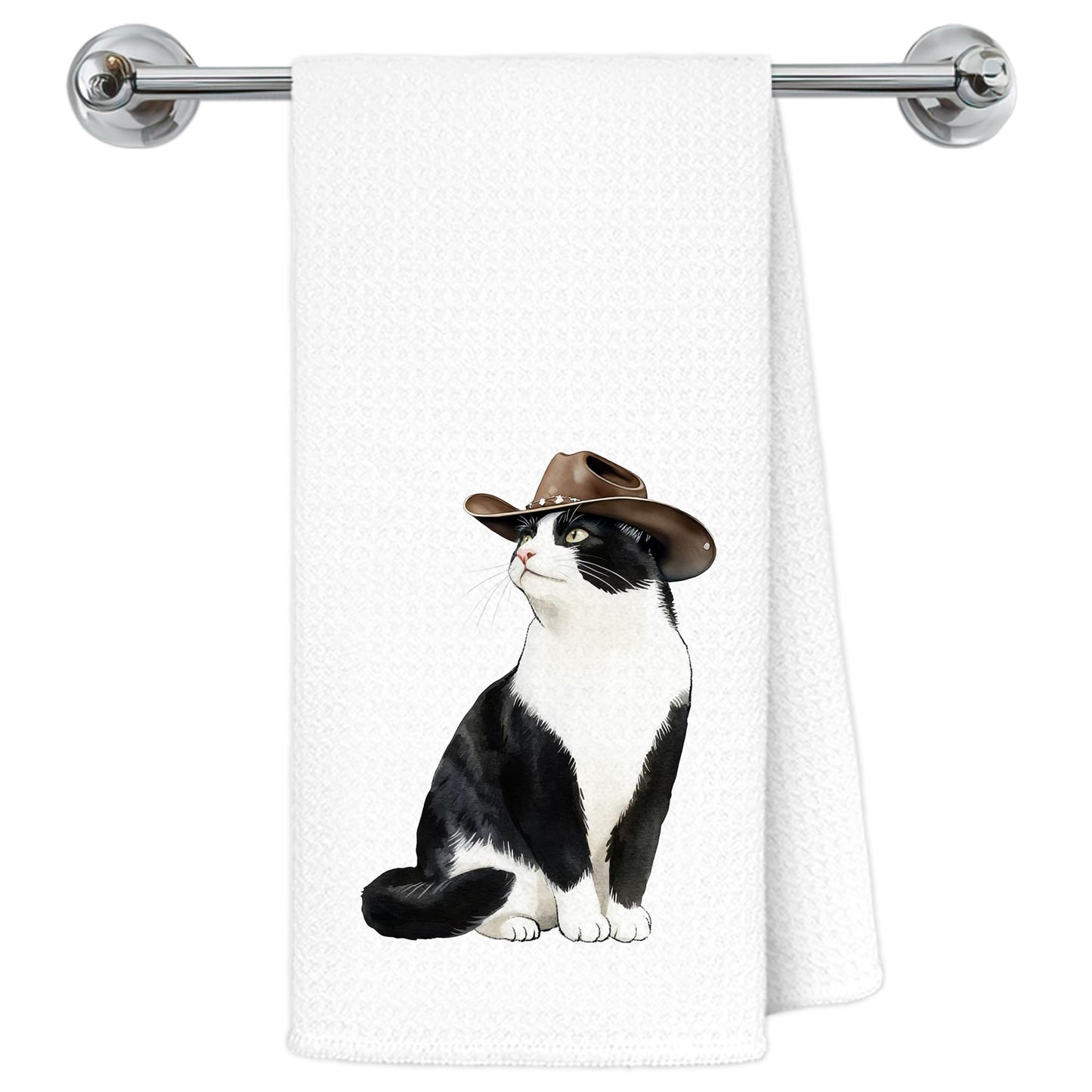Blue and White Chinoiserie Orange Cat Bathroom Hand Towels, Orange Cat Gifts, Funny Oriental Kitty Decorative Hand Towels Bathroom Restroom Washroom Yoga Spa Zen Decor, 16x24 Inch BST326L