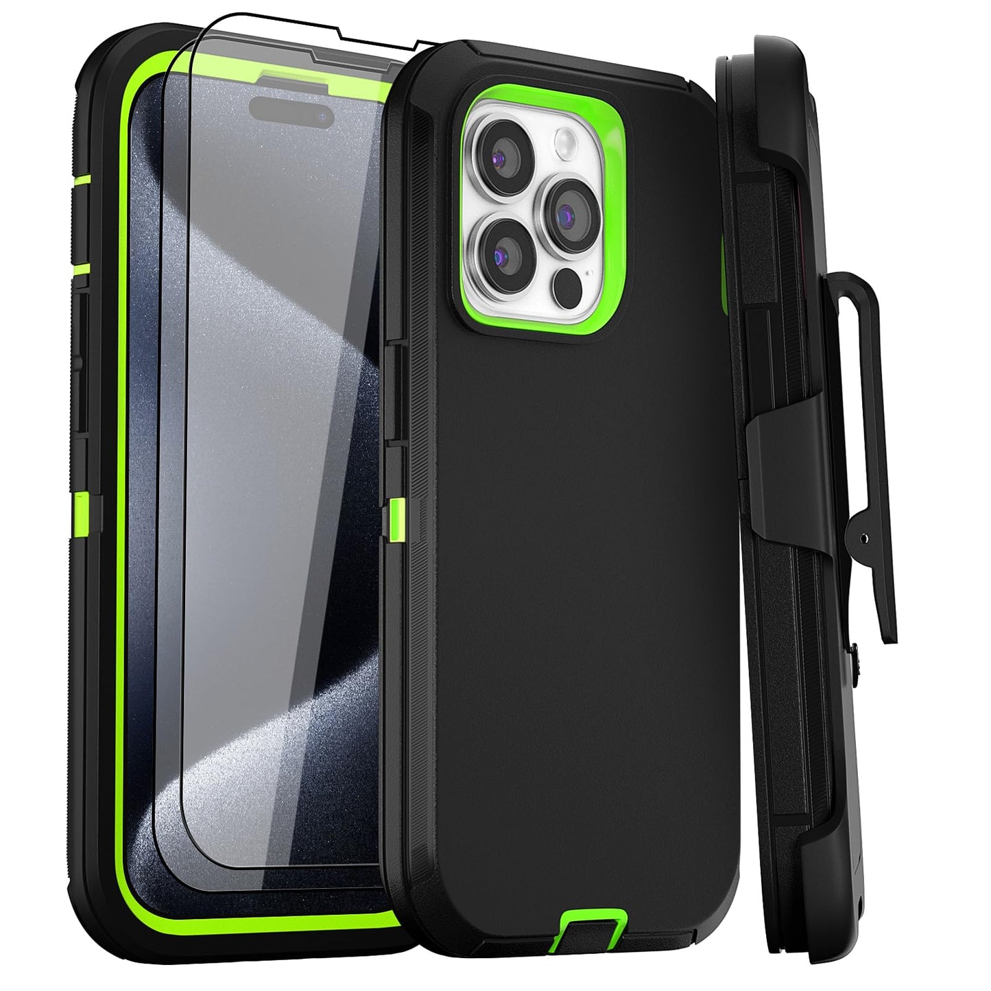 for iPhone 11 Case with Belt Clip Holster Kickstand & 2 Screen Protector, Full Protection Heavy Duty Phone Case, Shockproof Drop-Proof Durable Cover 6.1" [Black+Clip] WN420