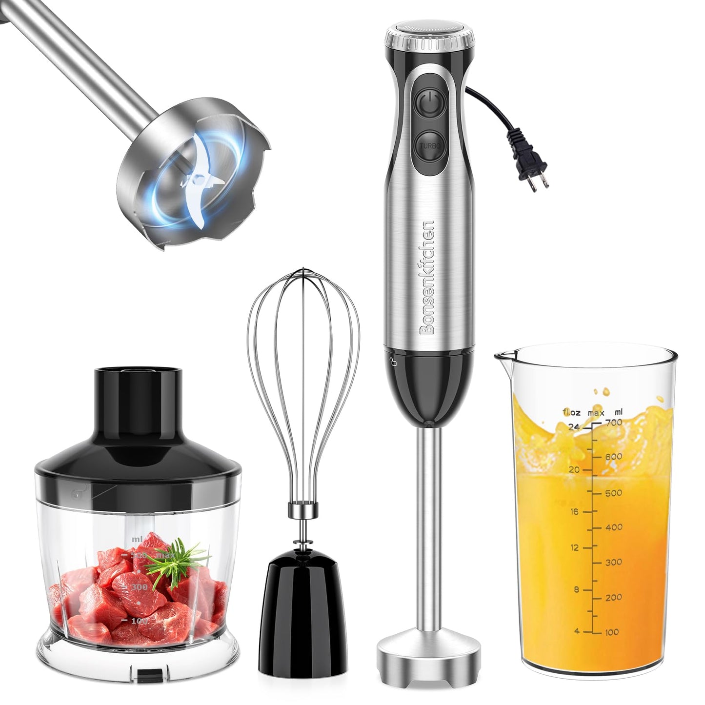 Bonsenkitchen Immersion Blender Handheld with Food Processor RD12