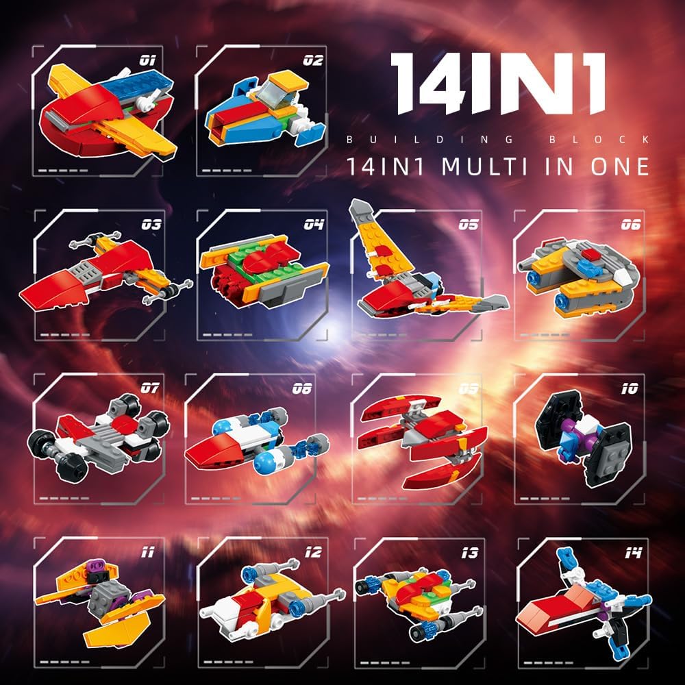Space Macheary Adventt Calendar 14 in 1 Space Wars Building Toys for Boys 61