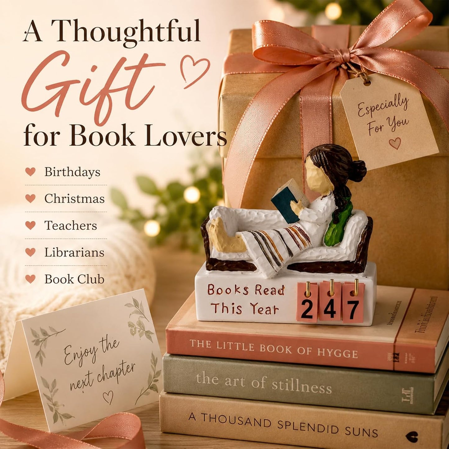 Books Read This Year Counter, Book Lovers Gifts for Women Readers, Bookish Gifts for Bookworms, Reading Tracker with Number Tiles, Bookshelf Decor, Book Accessories for Reading Lovers BST202