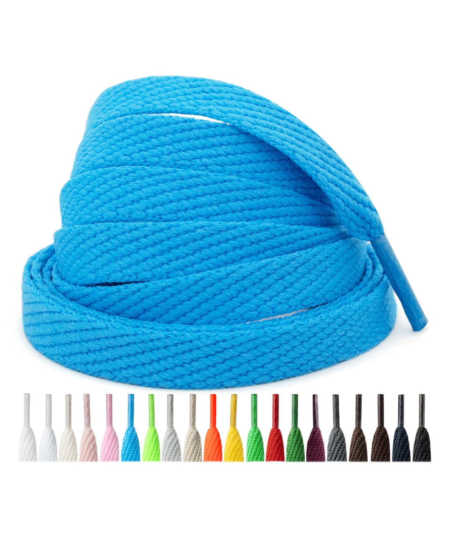 Handshop 2 Pairs Athletic Flat Shoe Laces for Sneakers in 20 Colors, 2/5" Wide Replacement Shoelaces in 30"-63" WN420