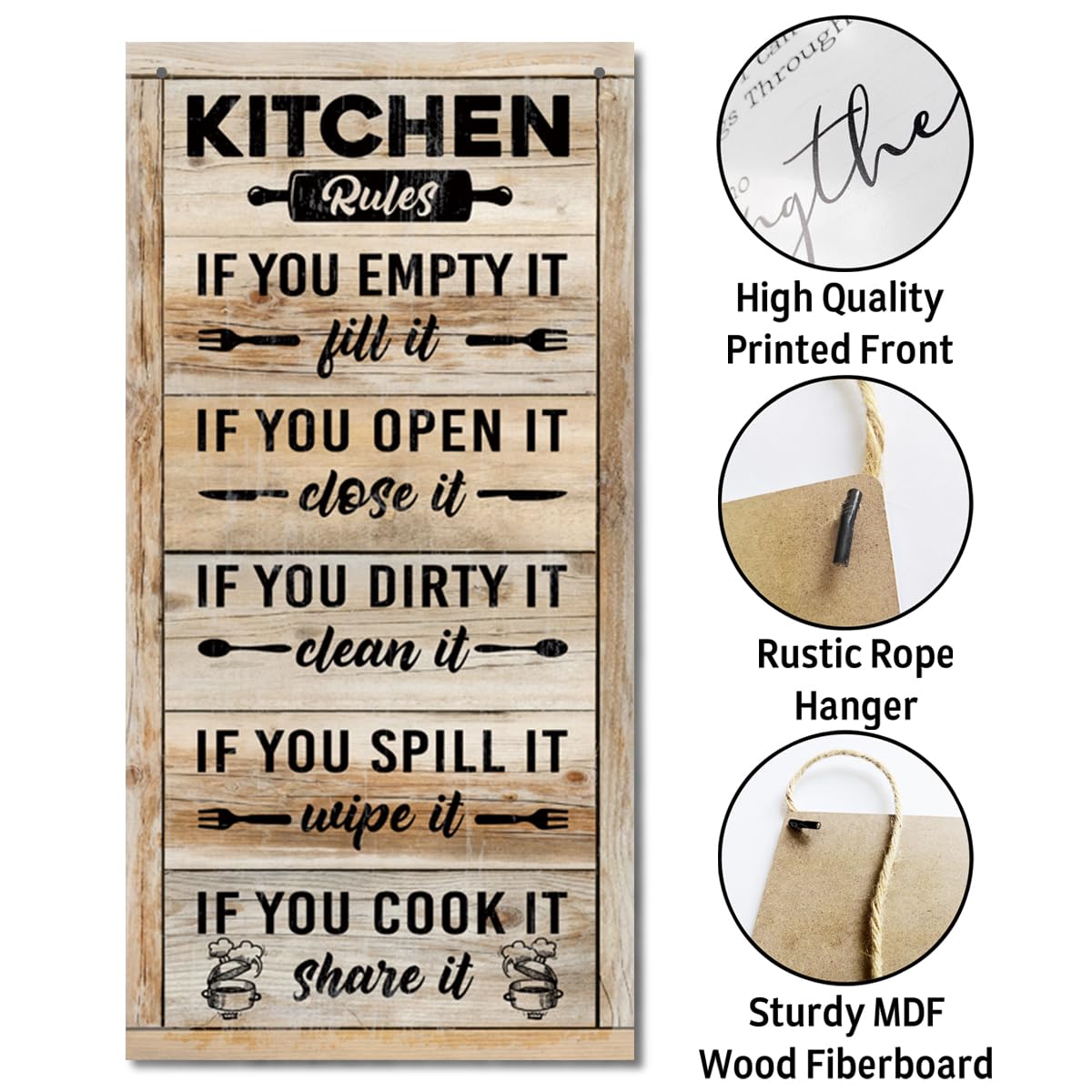 Rustic & Funny Bathroom Signs - Western & Farmhouse Bathroom Rules Wall Decor E1 BST202
