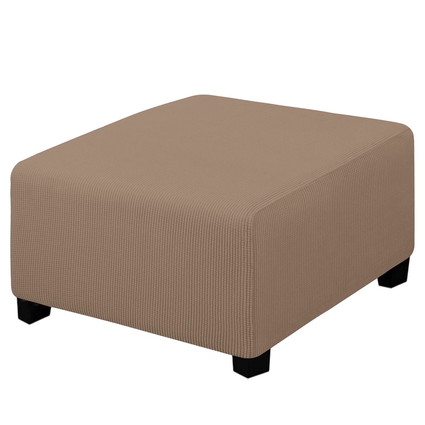 Easy-Going Stretch Square Ottoman Cover 15x15x15inch Dark Blue | Folding Storage Footstool cover Furniture Protector Soft Rectangle slipcover with Elastic Bottom BST202