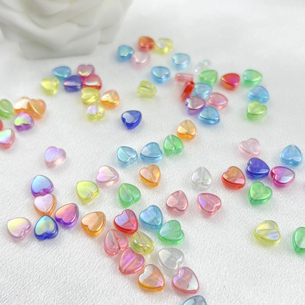 500Pcs Acrylic Heart Beads, AB Colors Heart Shape Beads Crystal Heart Beads for Jewelry Making DIY Bracelet Earring Necklace Key Chains(90-Light Lake Blue AB) BST220
