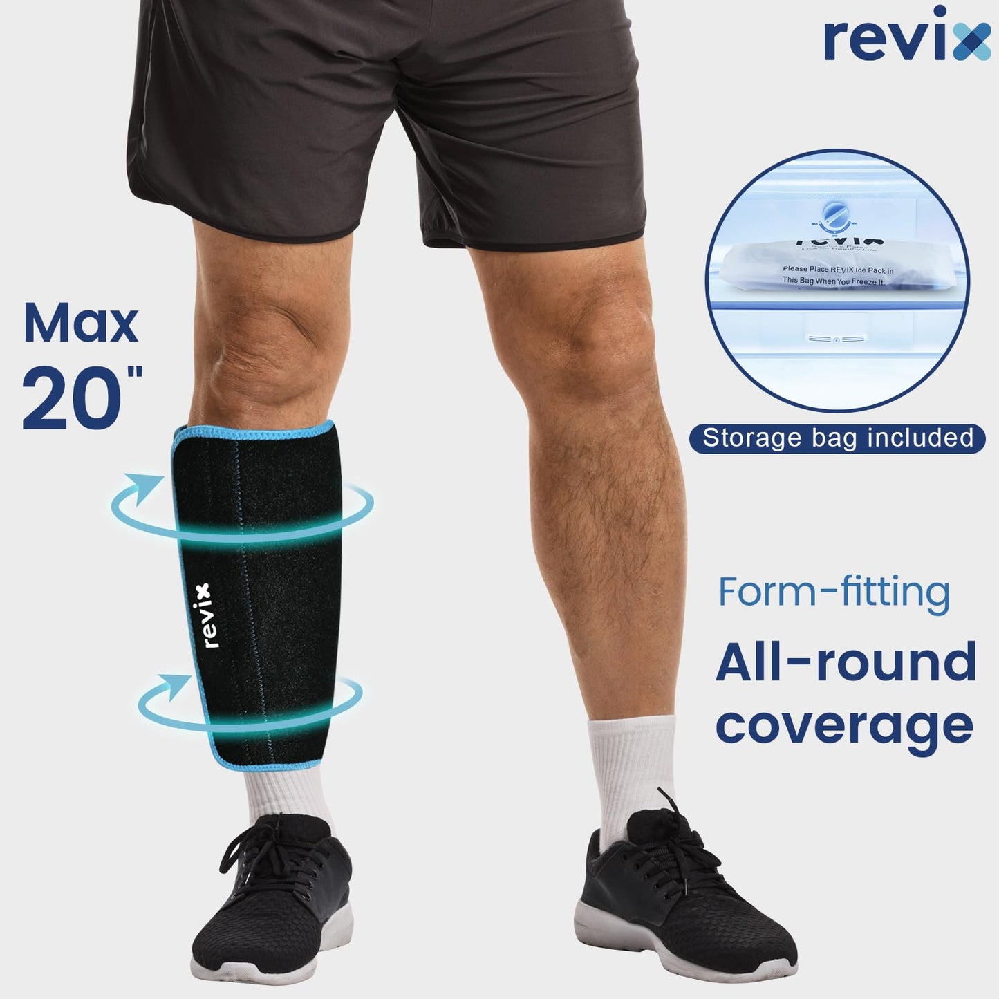 REVIX Shin Ice Pack Reusable Leg Ice Pack Wrap Cold Therapy Compression Sleeve N25