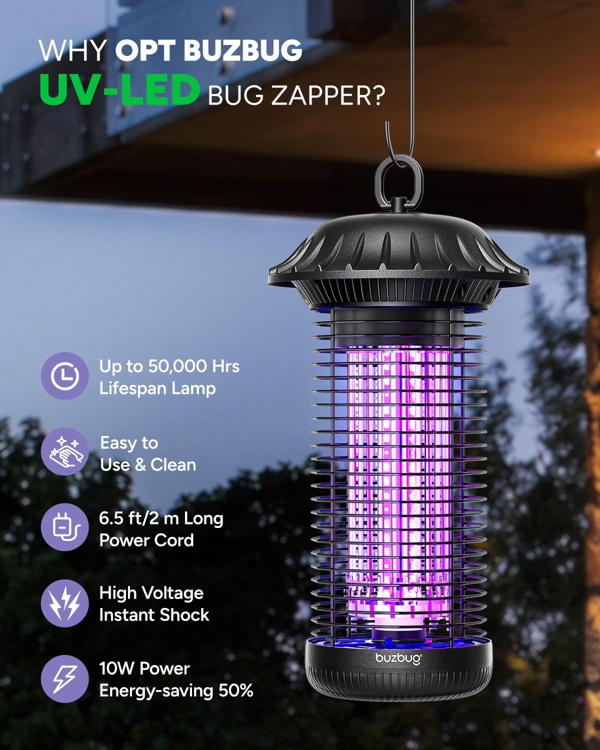 Buzbug LED Electric Bug Zapper Indoor Outdoor 87
