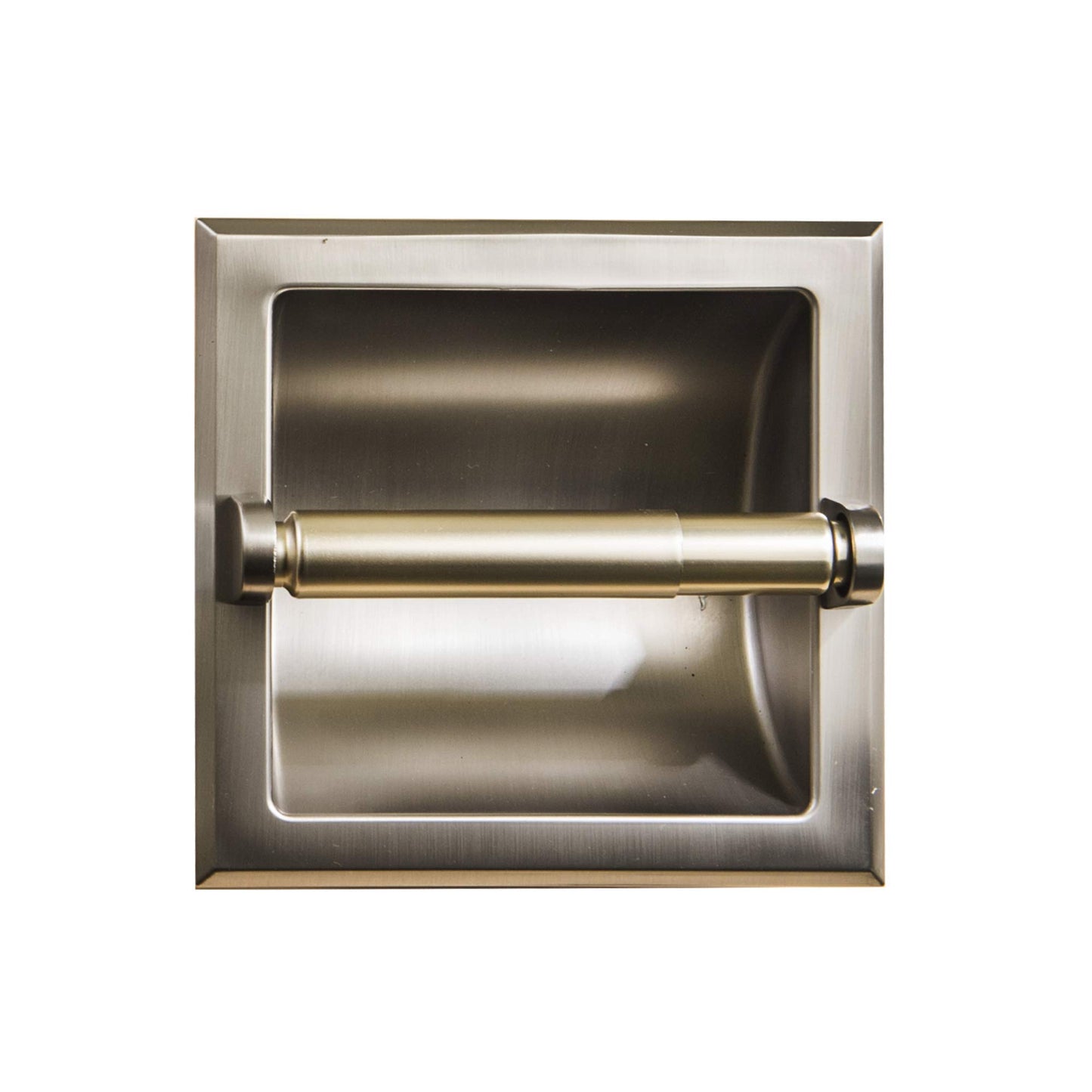 SENTO Recessed Gold Toilet Paper Holder, Wall Mounted Heavy Duty Metal Toilet Paper Roll Holder with Rear Mounting Bracket, in Wall, Easy Installation, Satin Brass BST220