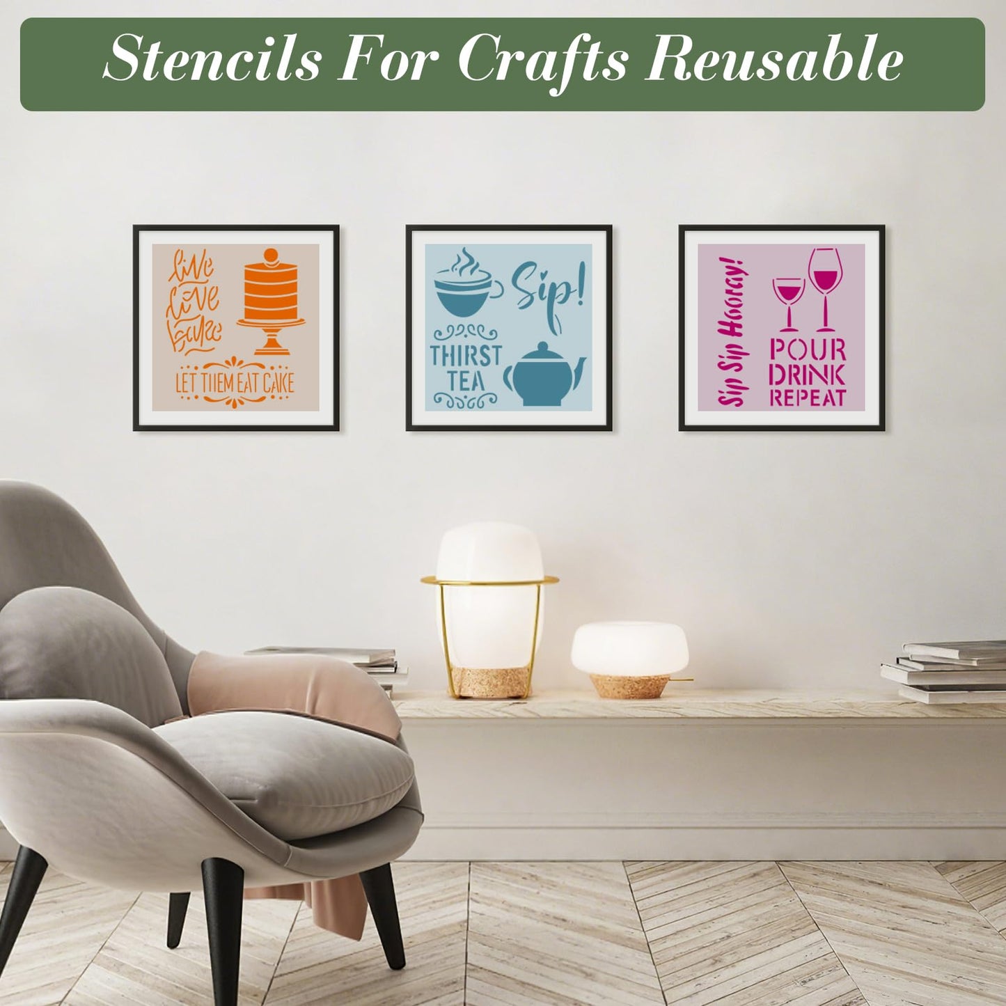 Letter Stencils for Crafts Reusable 42Pcs Number Stencils(5 Inch Font) | DIY Art Painting Stencil Furniture Decor Kit for Wood Embroidery Wall Silk Screen Journaling BST202