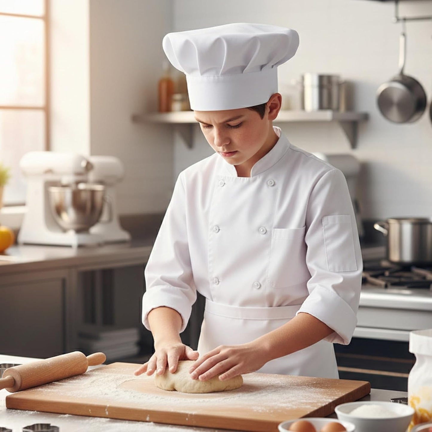 Chef Hats for Kids White Kitchen Cooking Chef Cap Polyester Cotton Baker Hat for Kitchen Baking Parties BST220