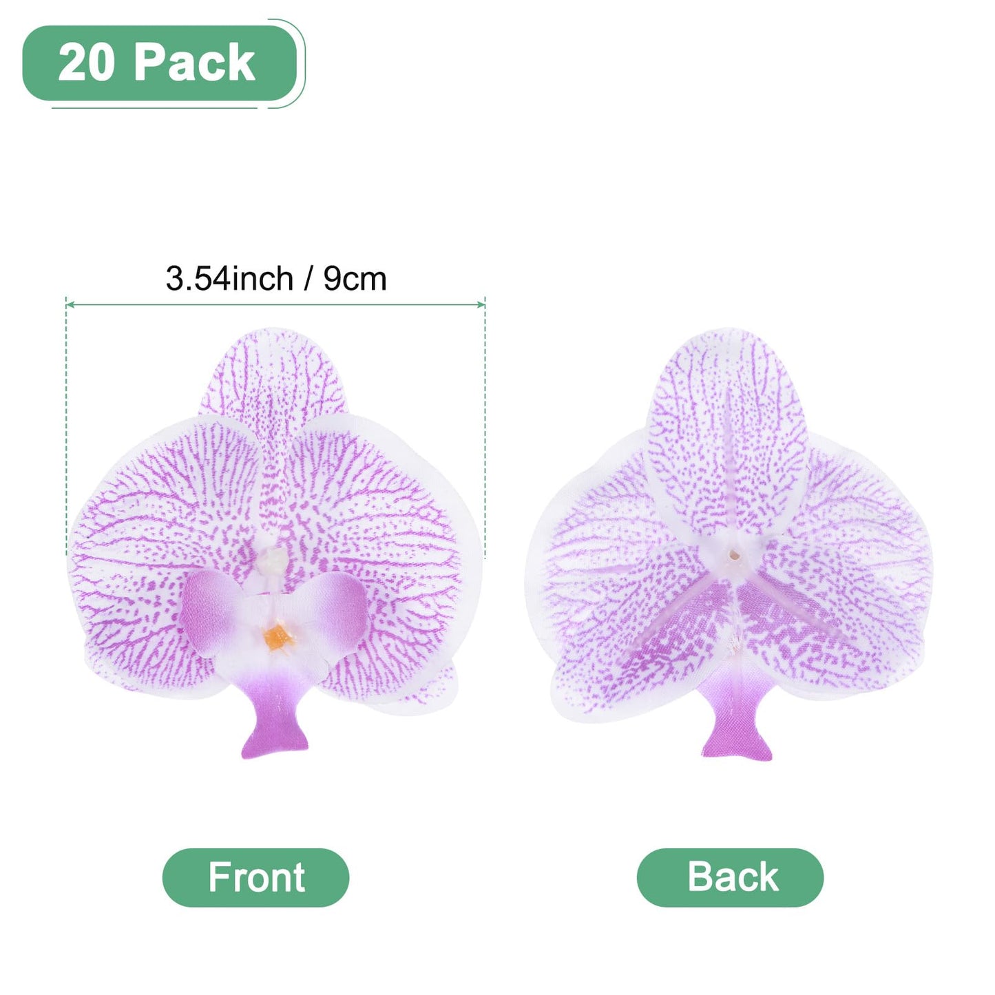 M METERXITY 20-Pack Artificial Orchid Flower Heads, Silk Faux Butterfly Flowers Head for Wedding/Bouquet/Bridal/Party Decor, Fake Phalaenopsis Petals Bulk [2.76 Inch, Dark Purple] BST220