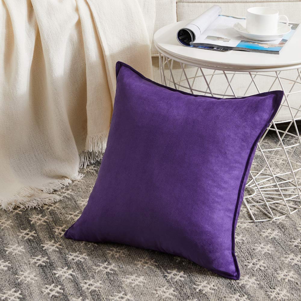 Fancy Homi 4 Packs Olive Green Decorative Throw Pillow Covers 18x18 inch, Super Soft Faux Suede Decor Square Pillow Covers 45x45 cm, Solid Cushion Cover for Couch Living Room Sofa Bedroom BST220