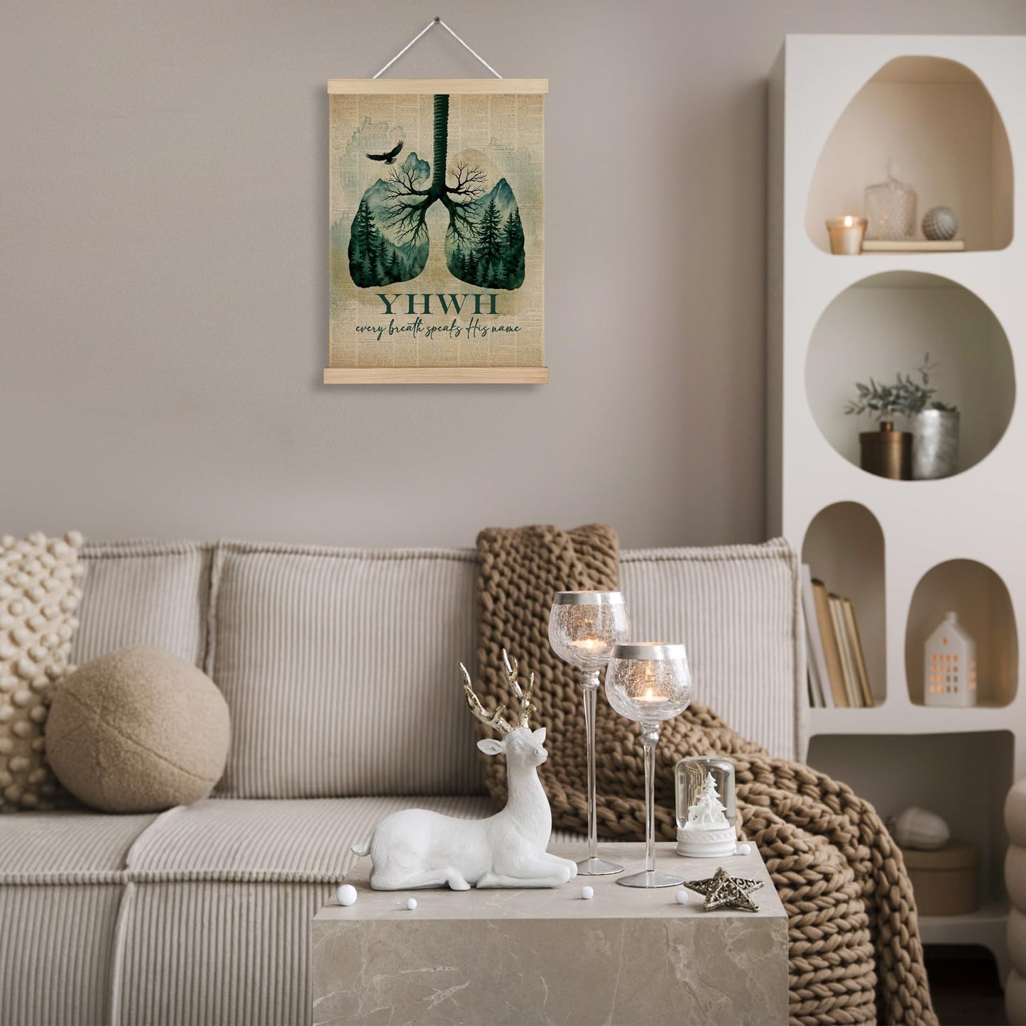 As For Me and My House Wall Decor, Eucalyptus Christian Canvas Poster Hanger Frames, Christian Joshua 24:15 Bible Verses Scripture Wall Decor Prints for Home Bedroom Living Room,12x16 Inch BST202