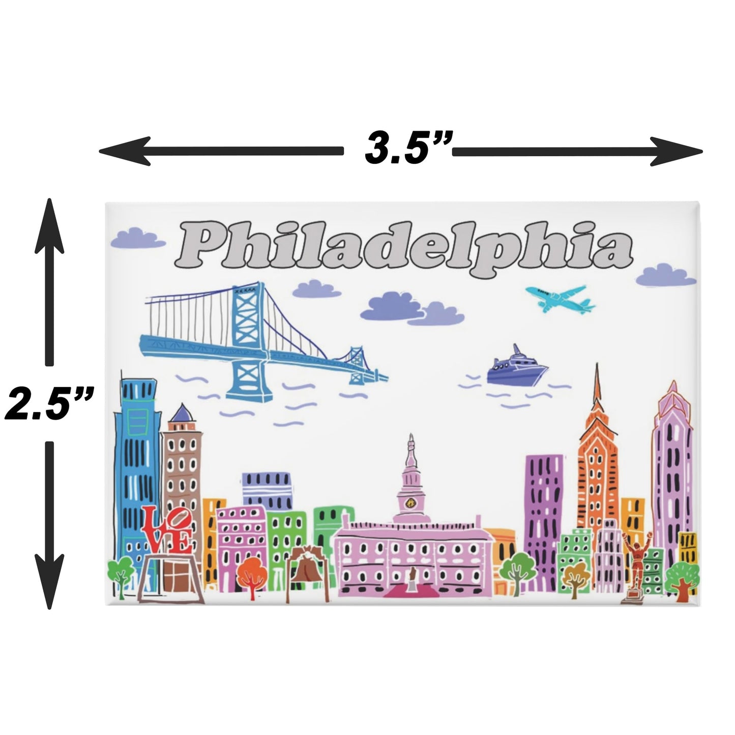 City Themed Artwork Magnet Collection by Beary Blu - Designed in The USA, Collectible Souvenirs Gifts 2.5" x 3.5" (Dallas) BST220