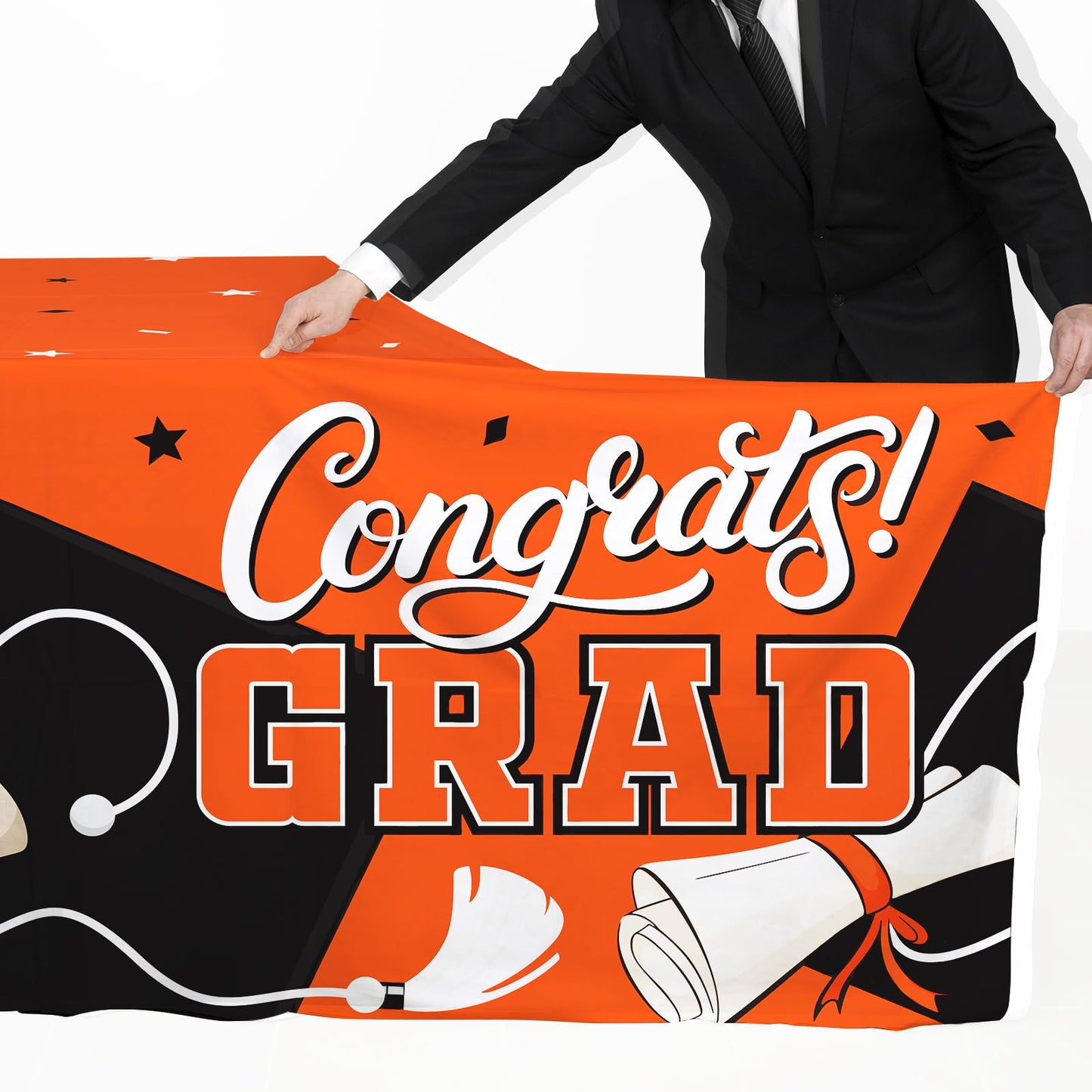 Gatherfun Graduation Decorations 2026 Kit - 2 Pcs Red Gongrats Grad Tablecover for Party Decorations，Graduation Plastic Table Covers 54"x108" BST326L