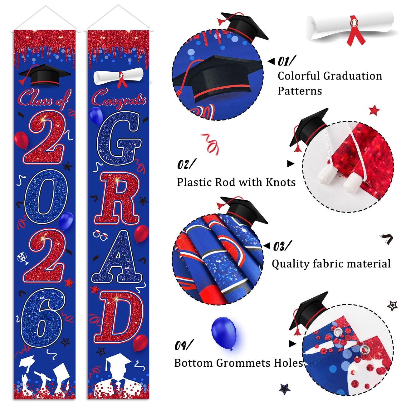Graduation Decorations Class of 2026 Purple and Gold Congrats Grad Banner and You Did It Door Cover for High School College Graduation Party Supplies(Purple) BST326H