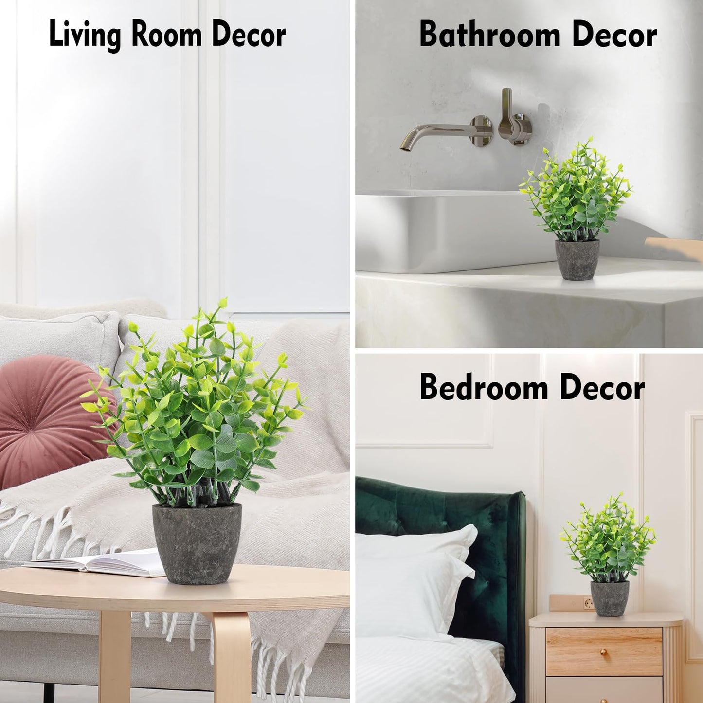 FAVOWREATH 2 Pack Small Fake Plants Potted Artificial Plants Indoor for Home Decor Office Room Farmhouse Indoor Table Bathroom Decor BST220