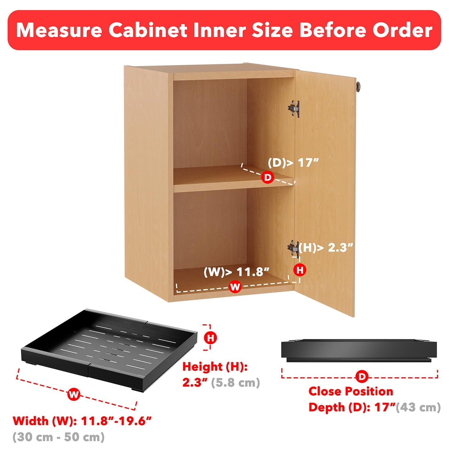 SpaceAid Pull Out Cabinet Organizer, 1 Pack Expandable 11.8"-19.6" (Need to Pull to Wide) N26