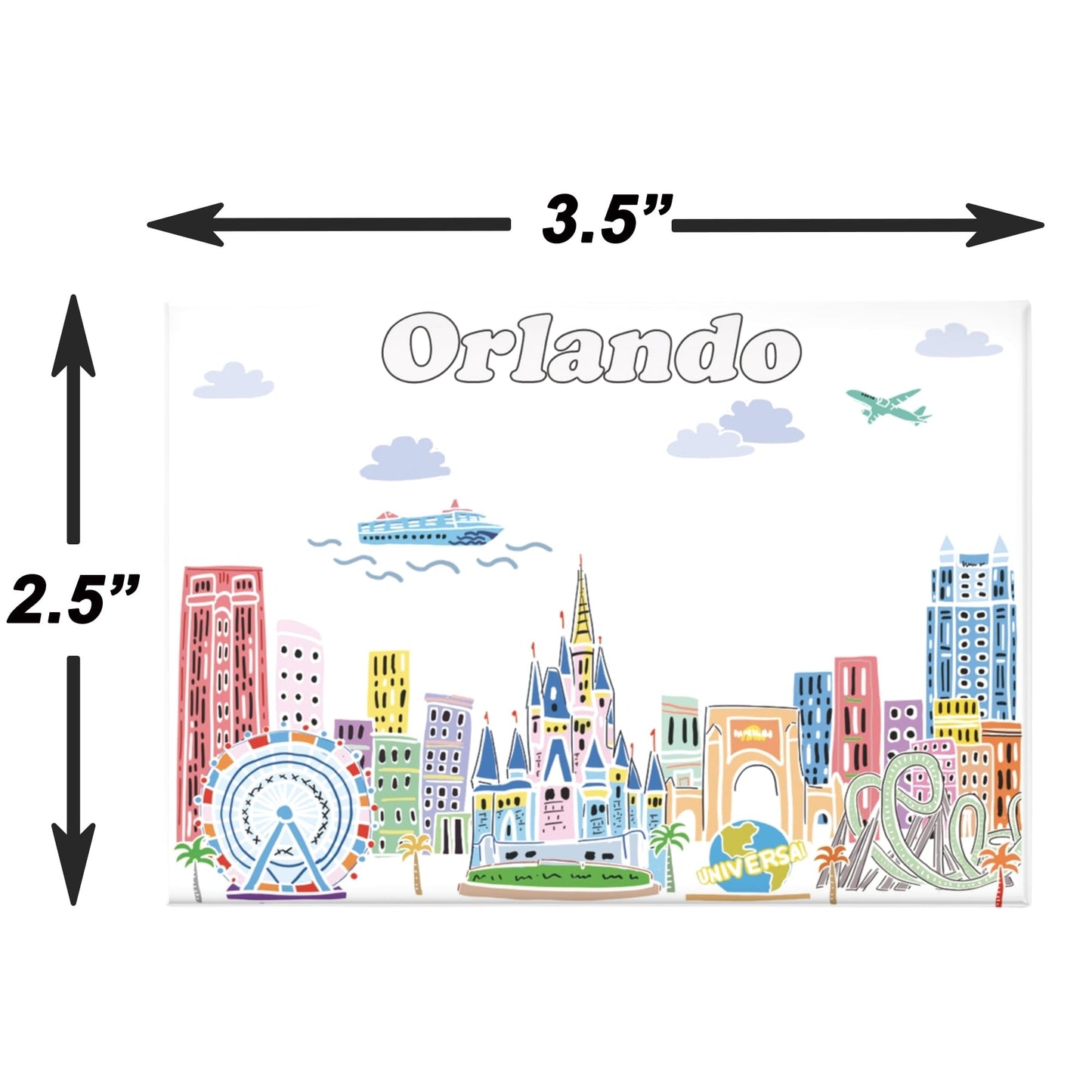 City Themed Artwork Magnet Collection by Beary Blu - Designed in The USA, Collectible Souvenirs Gifts 2.5" x 3.5" (Dallas) BST220