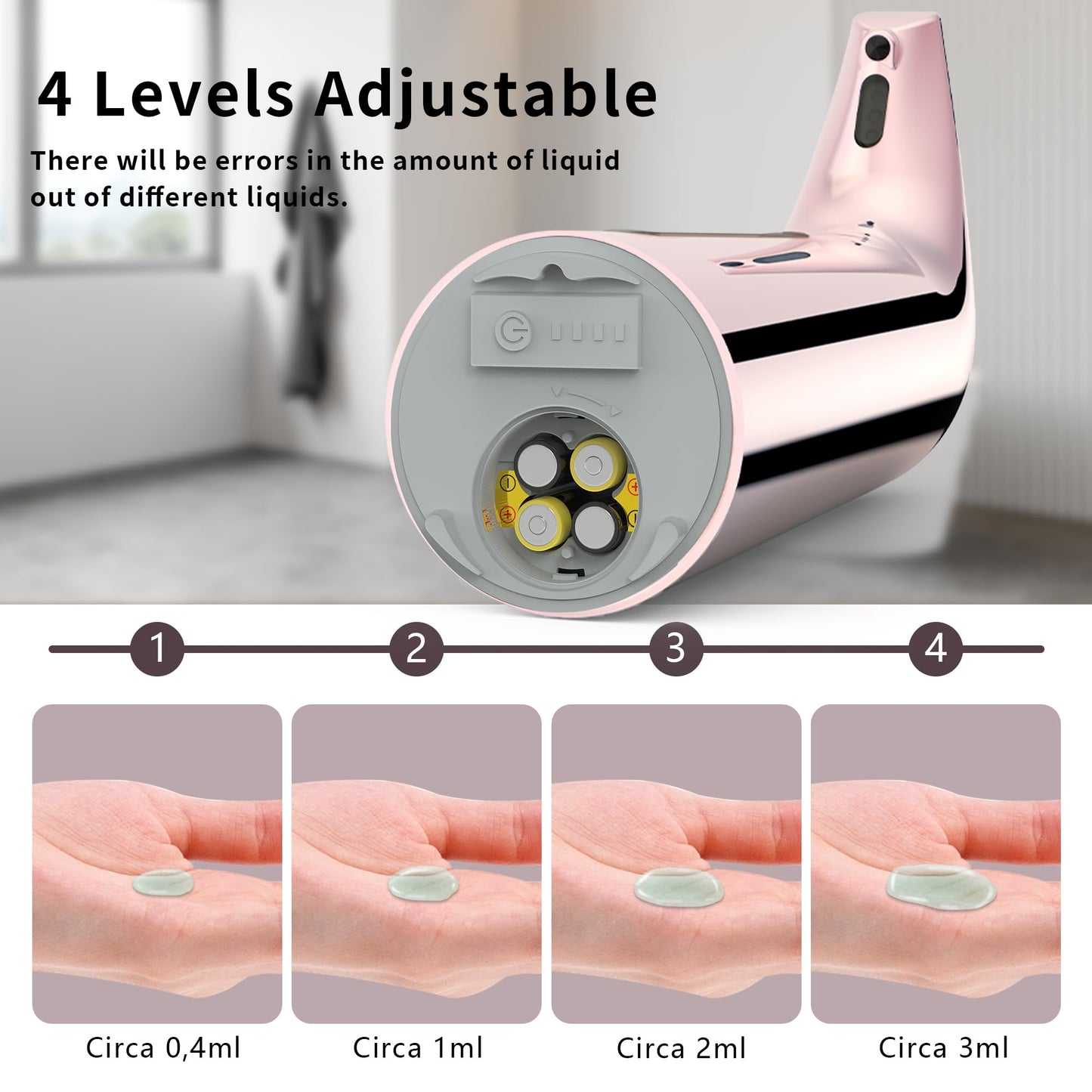 Automatic Soap Dispenser Touchless,400ML Hand & Dish Countertop Electric Liquid Dispenser with Sensor,Modern 4 Gear Adjustable Black Waterproof Battery Operated Kitchen Auto Soap Pump WN420