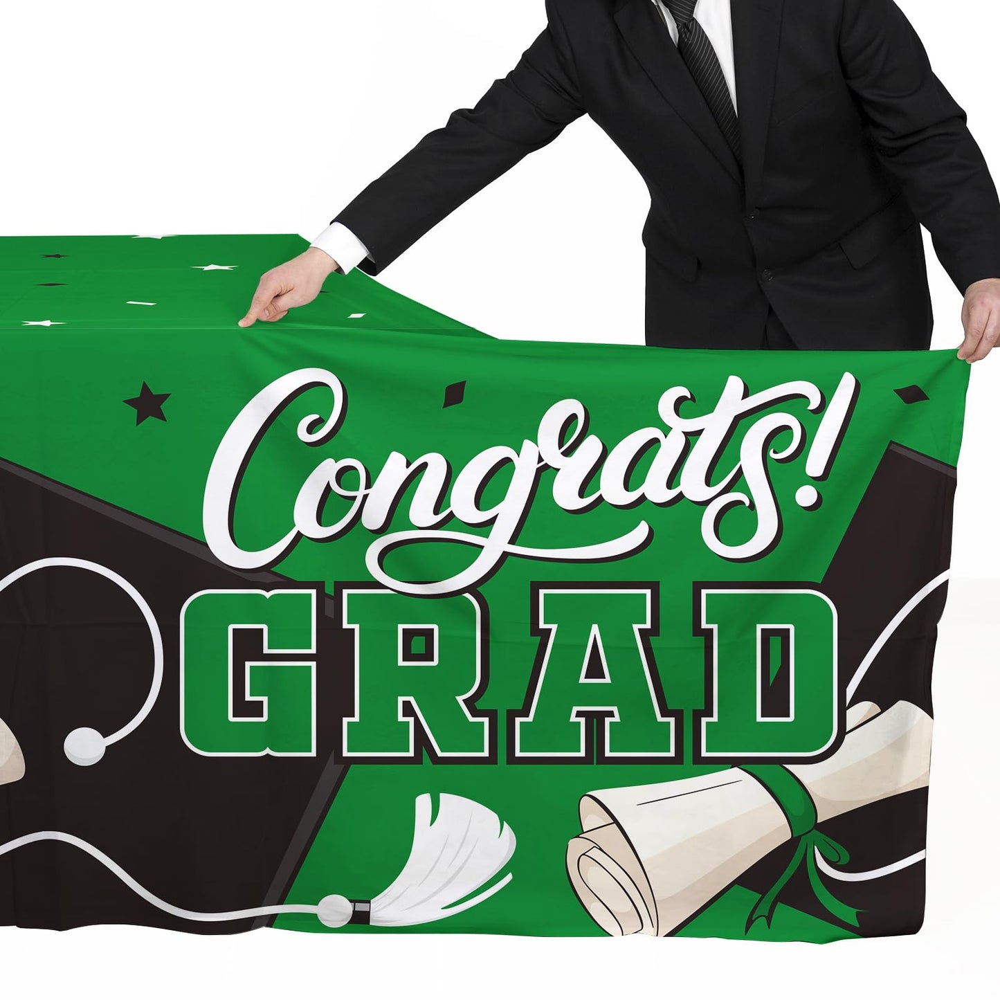 Gatherfun Graduation Decorations 2026 Kit - 2 Pcs Red Gongrats Grad Tablecover for Party Decorations，Graduation Plastic Table Covers 54"x108" BST326L