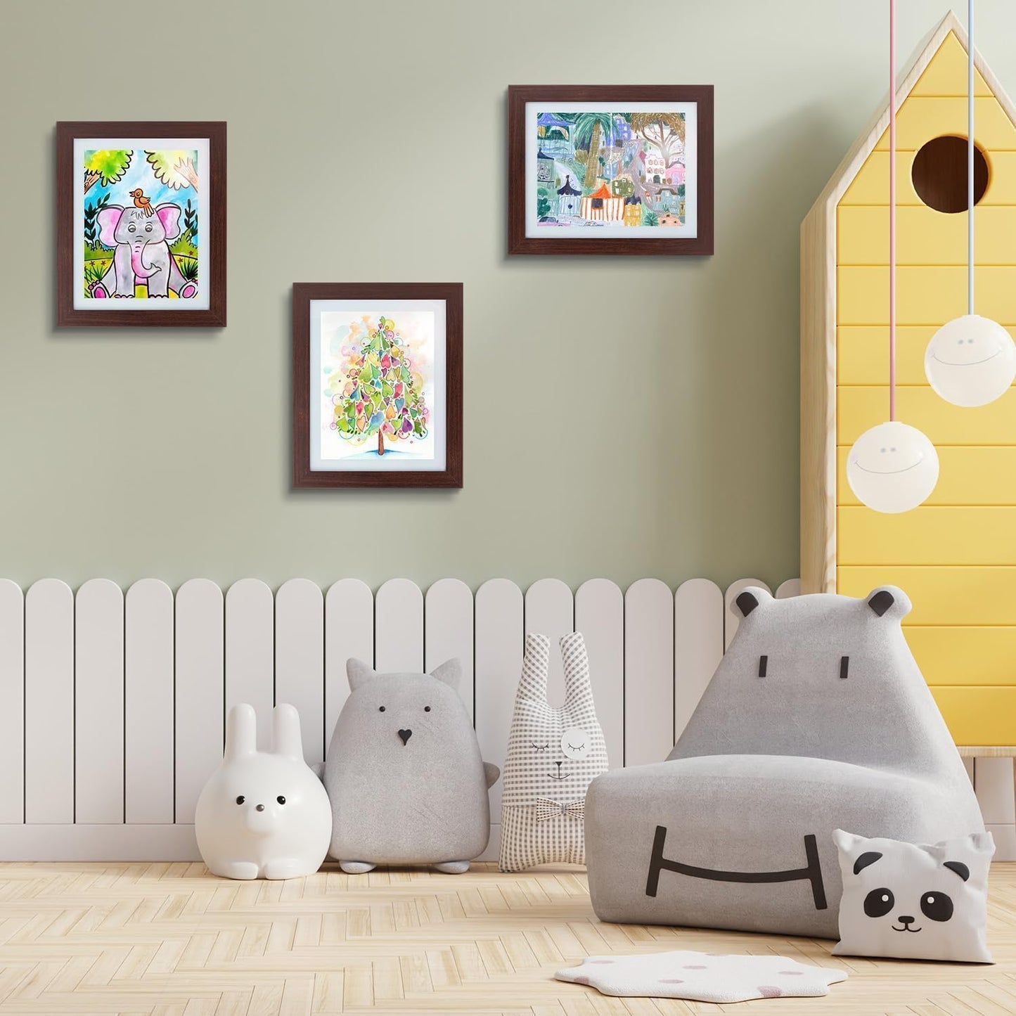 Golden State Art, 8.5x11 Kids Art Frames, Front-Opening Picture Frame Great for Kids Drawings, Artworks, Children Art Projects, Schoolwork, Home or Office (Walnut, Set of 2) BST220