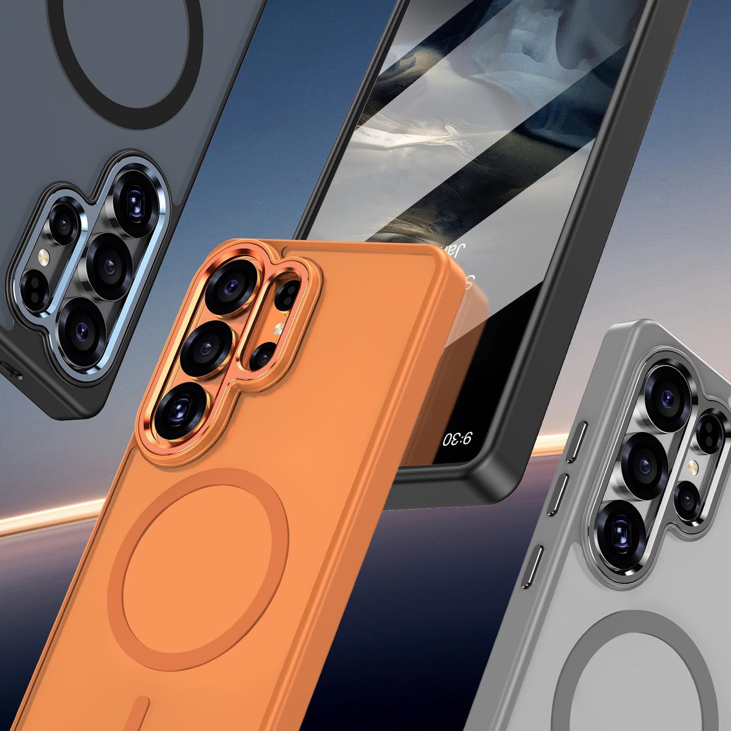 MATEPROX Magnetic Design for Samsung Galaxy S24 Plus Case, Stylish Slim an-ti Yellow Translucent Matte Shockproof Protective Cover for S 24+ 6.7'' 2024-Titanium Gray WN420