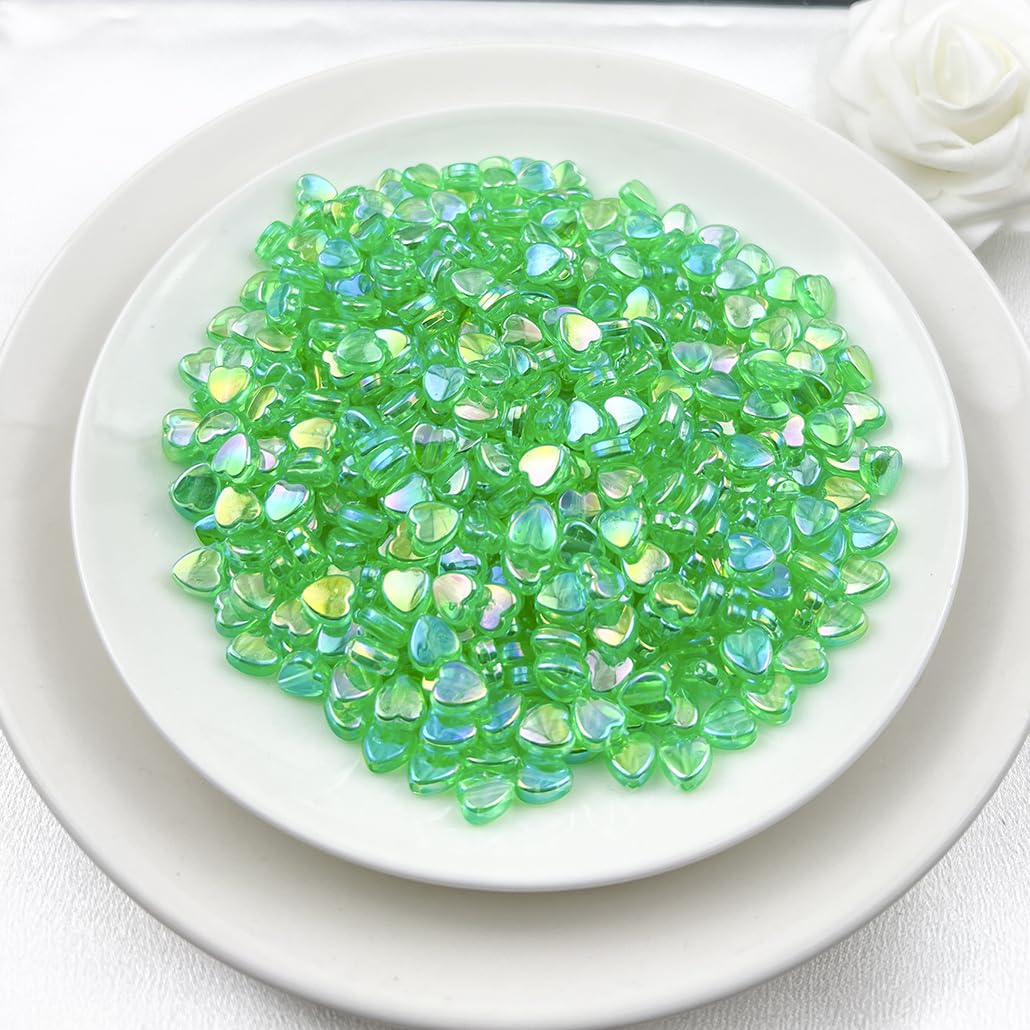 500Pcs Acrylic Heart Beads, AB Colors Heart Shape Beads Crystal Heart Beads for Jewelry Making DIY Bracelet Earring Necklace Key Chains(90-Light Lake Blue AB) BST220