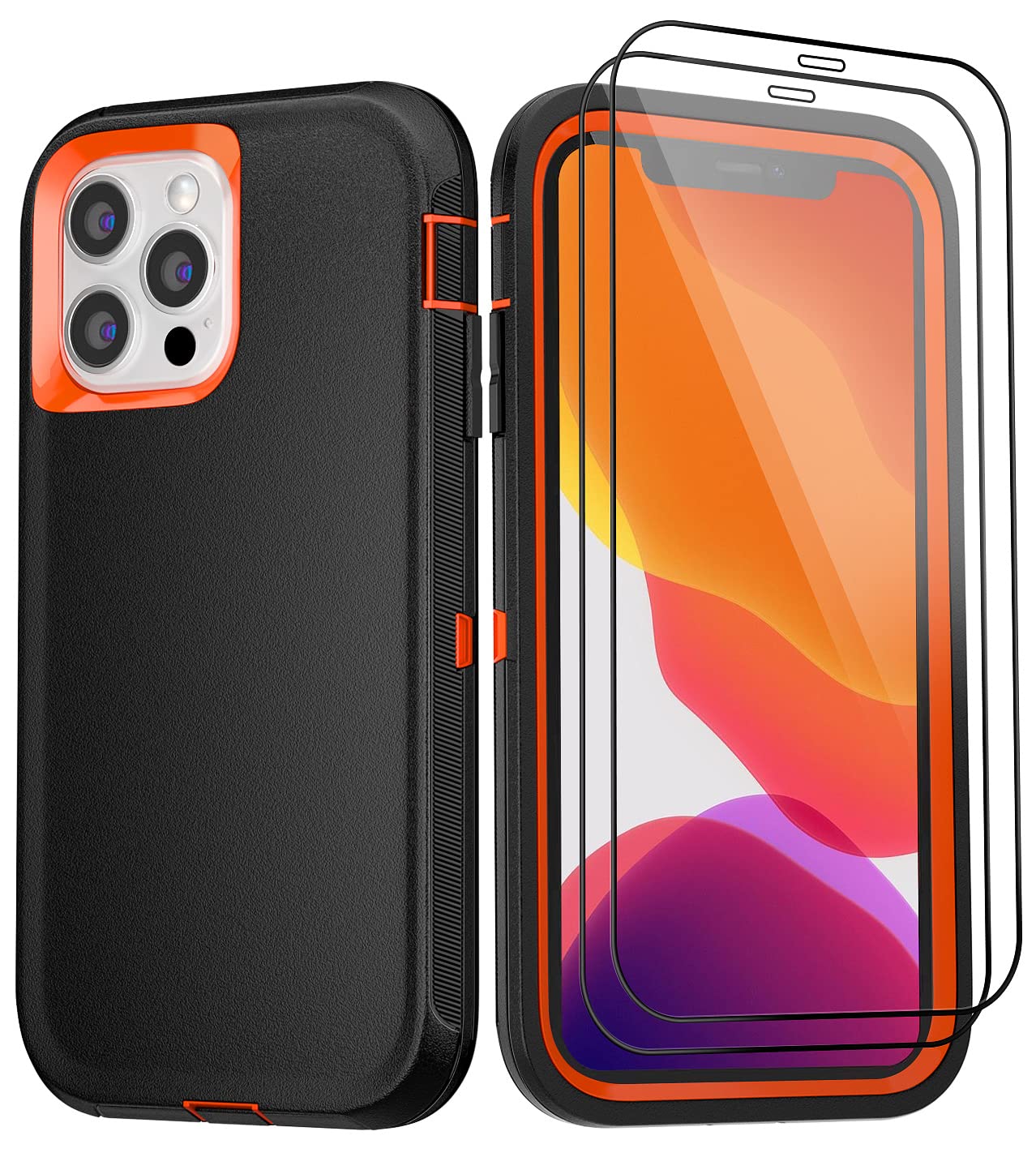 for iPhone 11 Case with Belt Clip Holster Kickstand & 2 Screen Protector, Full Protection Heavy Duty Phone Case, Shockproof Drop-Proof Durable Cover 6.1" [Black+Clip] WN420