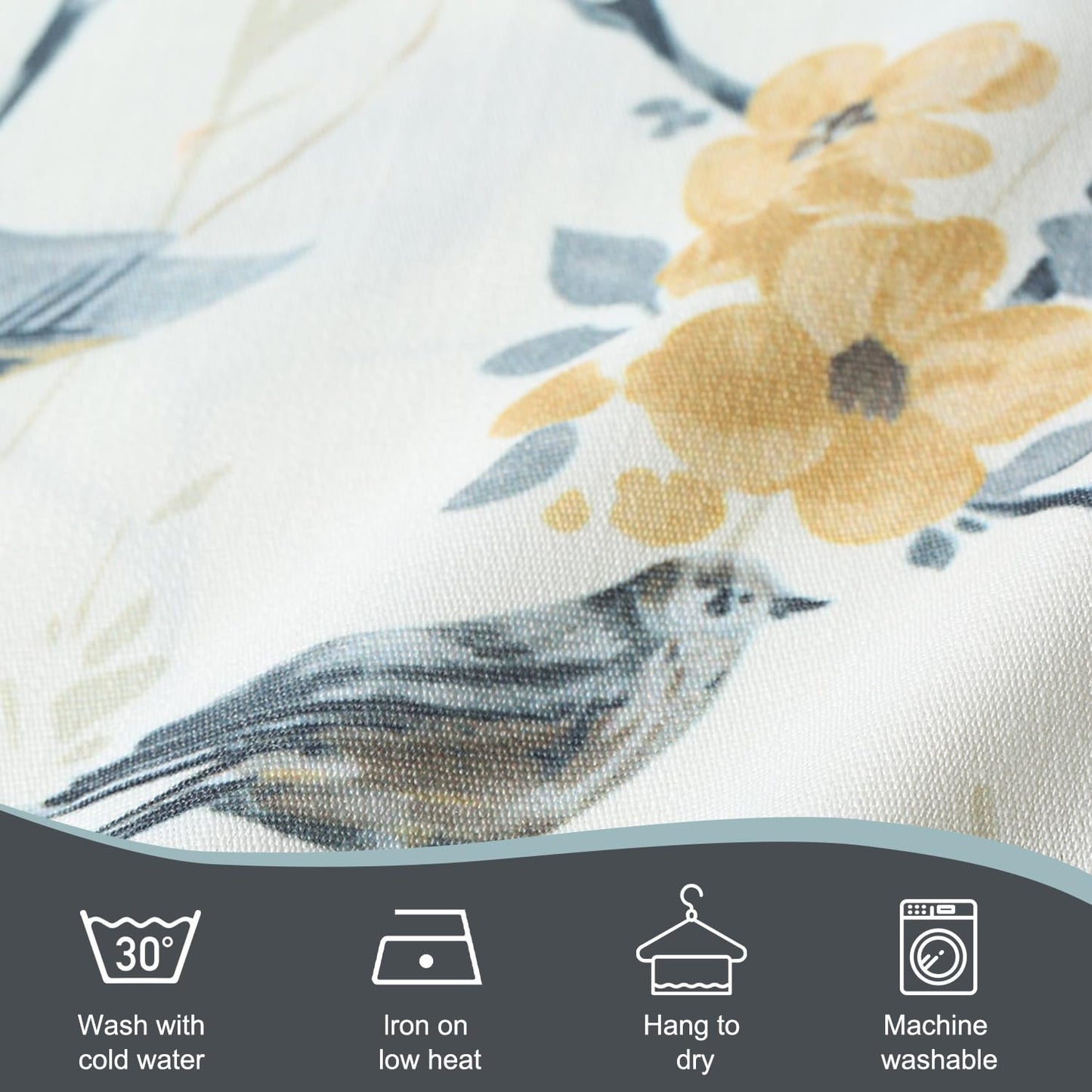 Leeva Tie Up Valance for Windows, Elegant Birds Pattern Light Filtering Window Treatment Valances for Bedroom Kitchen, One Panel, 52 x 18, Light Blue BST220