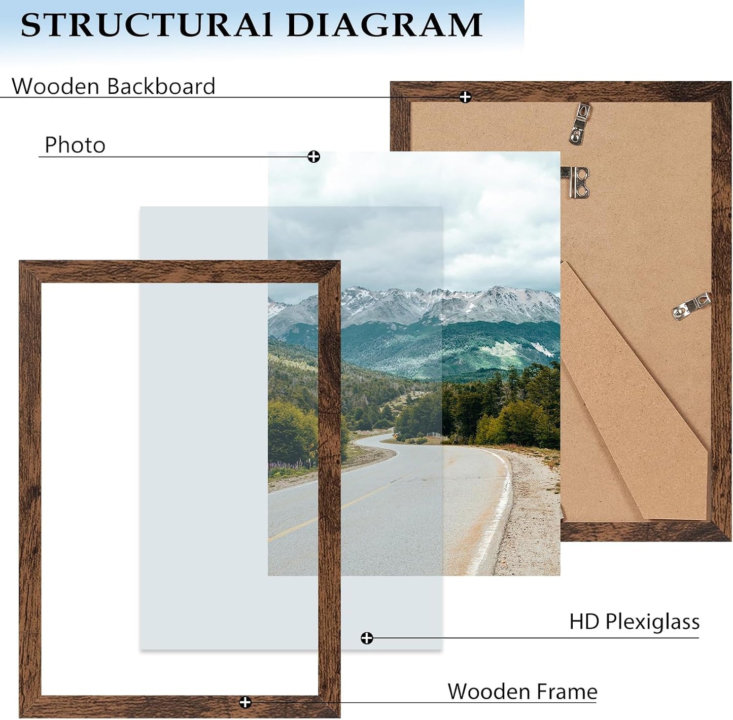 8x12 Picture Frame Deep Brown for Wall Hanging, Wood 8 x 12 Frame Photo Frame for Wall Horizontally or Vertically, Deep Brown, 3 Pack BST326H