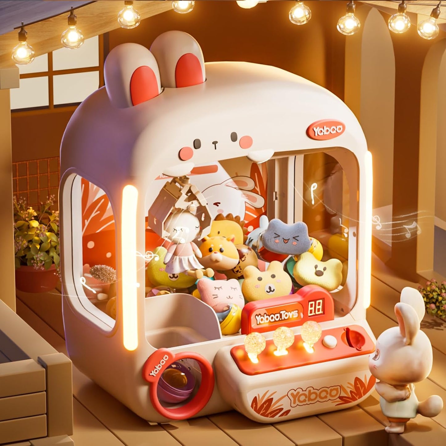 64 PCS Large Claw Machine for Kids Bunny, Vending Machine Toys for Girls 5 6 7 8 Year Old, Candy and Prize Electronic Dispenser Game Ages 5-7 6-8, Birthday Gift for 3 4 5 6 Year Old DD1210