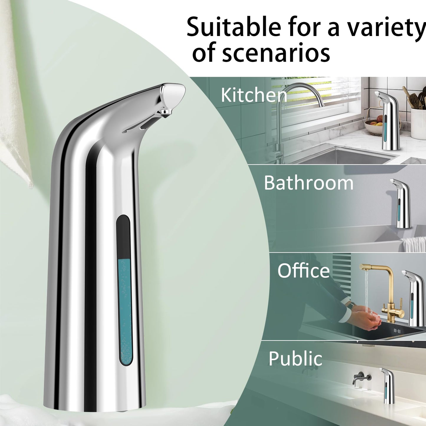 Automatic Soap Dispenser Touchless,400ML Hand & Dish Countertop Electric Liquid Dispenser with Sensor,Modern 4 Gear Adjustable Black Waterproof Battery Operated Kitchen Auto Soap Pump WN420
